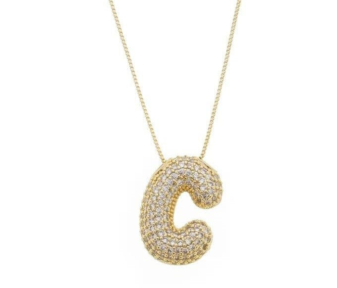 18k Gold Plated Bubble Initial Necklace