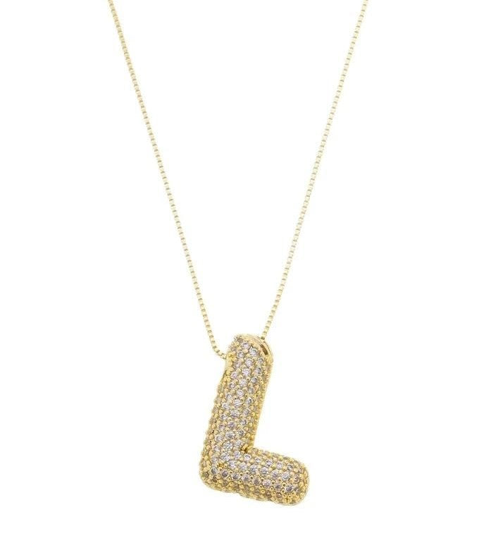 18k Gold Plated Bubble Initial Necklace