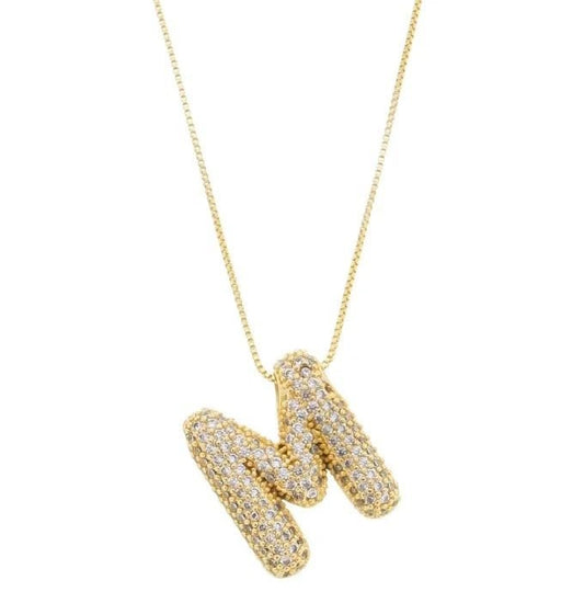 18k Gold Plated Bubble Initial Necklace