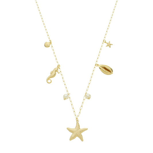 18k Gold Plated Under The Sea Necklace with Charms