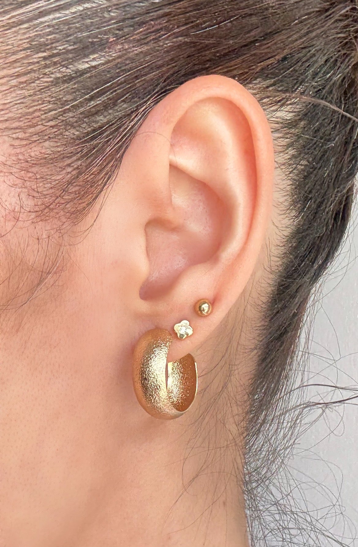 18K Gold Plated Textured Hoop Earring