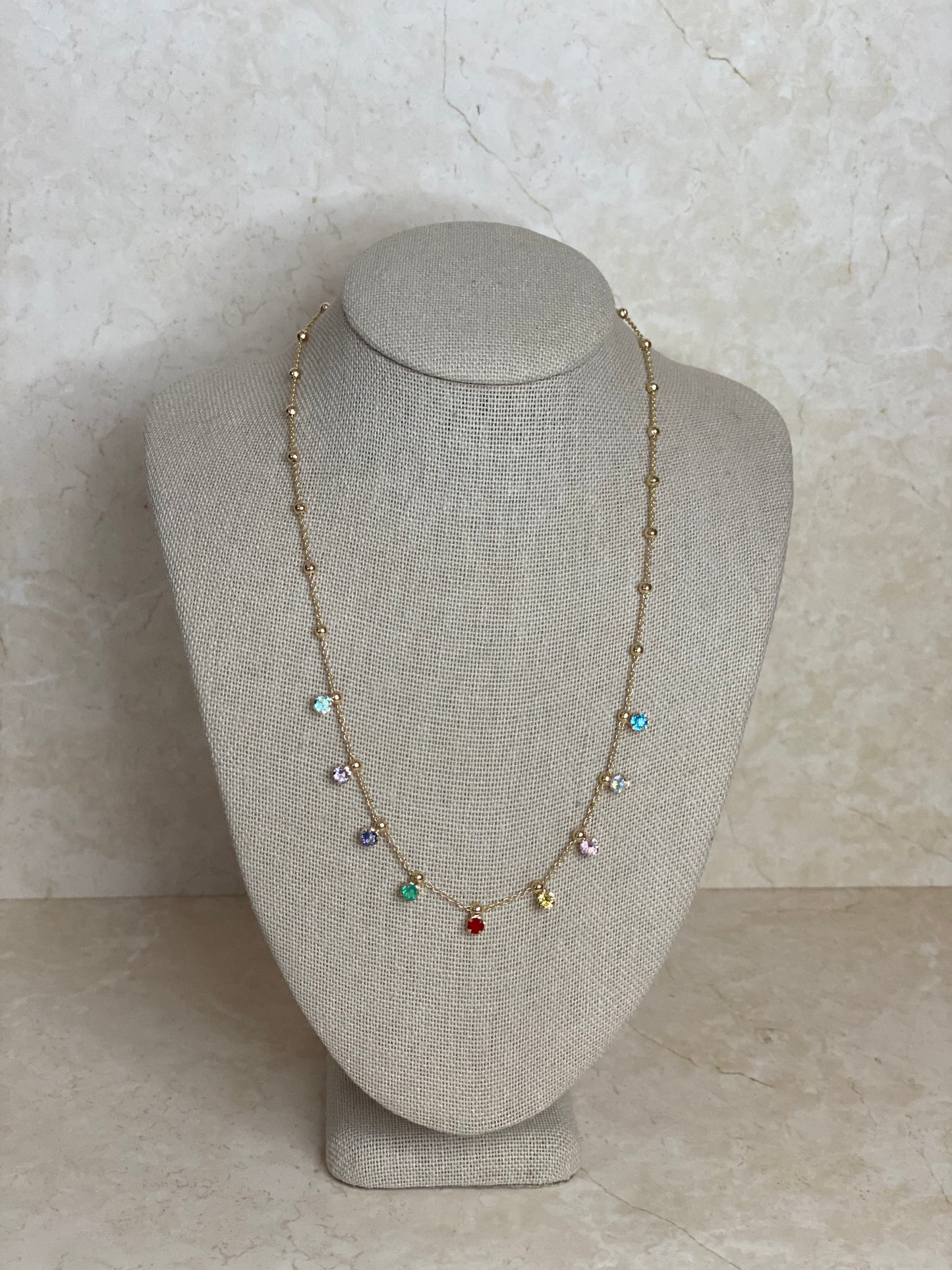 18k Gold Plated Rainbow CZ Choker