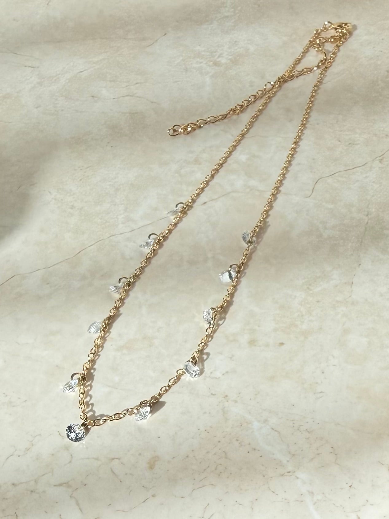 18k Gold/ Rhodiium Plated Delicate Choker with Zirconias