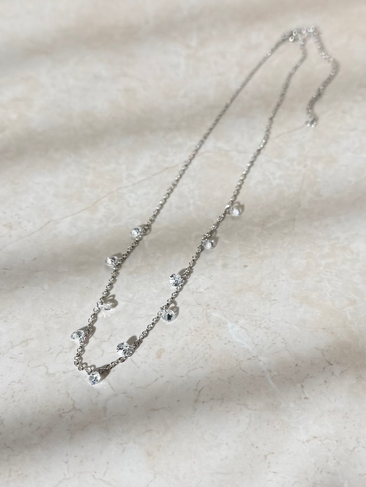 18k Gold/ Rhodiium Plated Delicate Choker with Zirconias