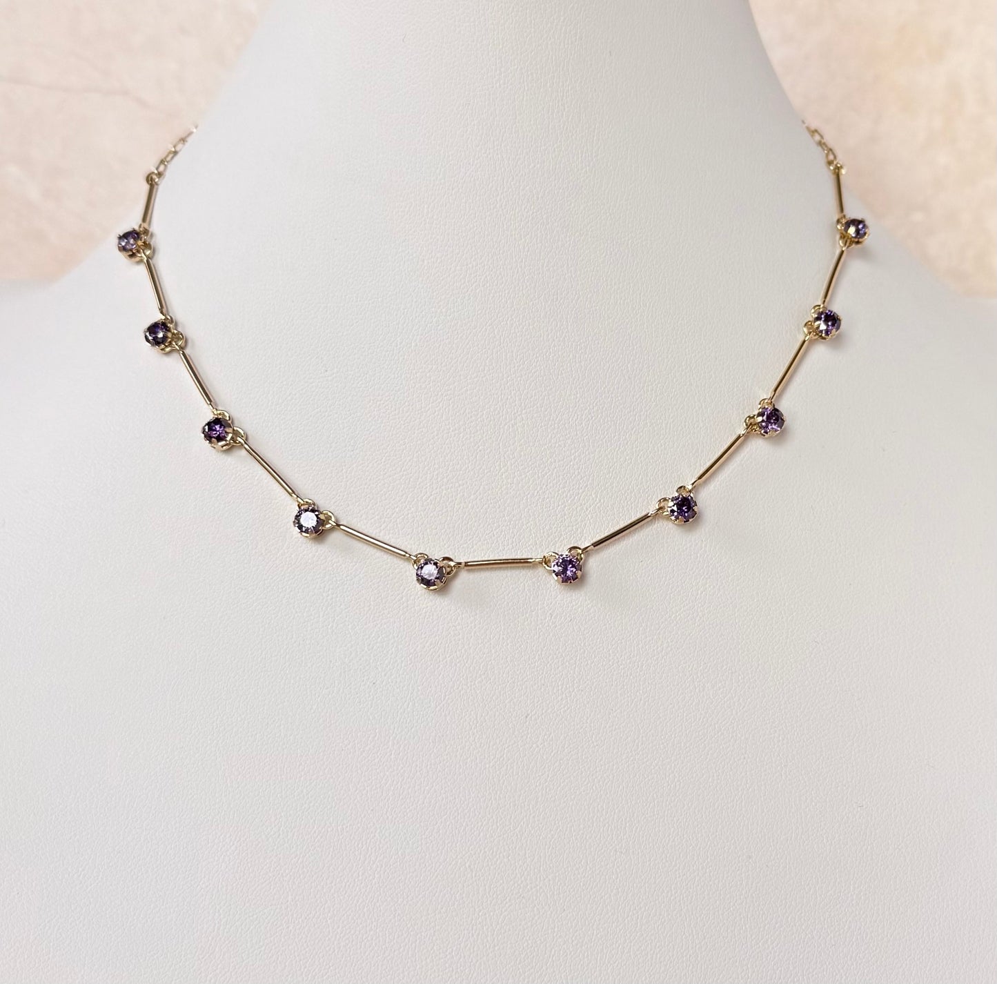 18k Gold Plated Tube Chain Choker with CZ