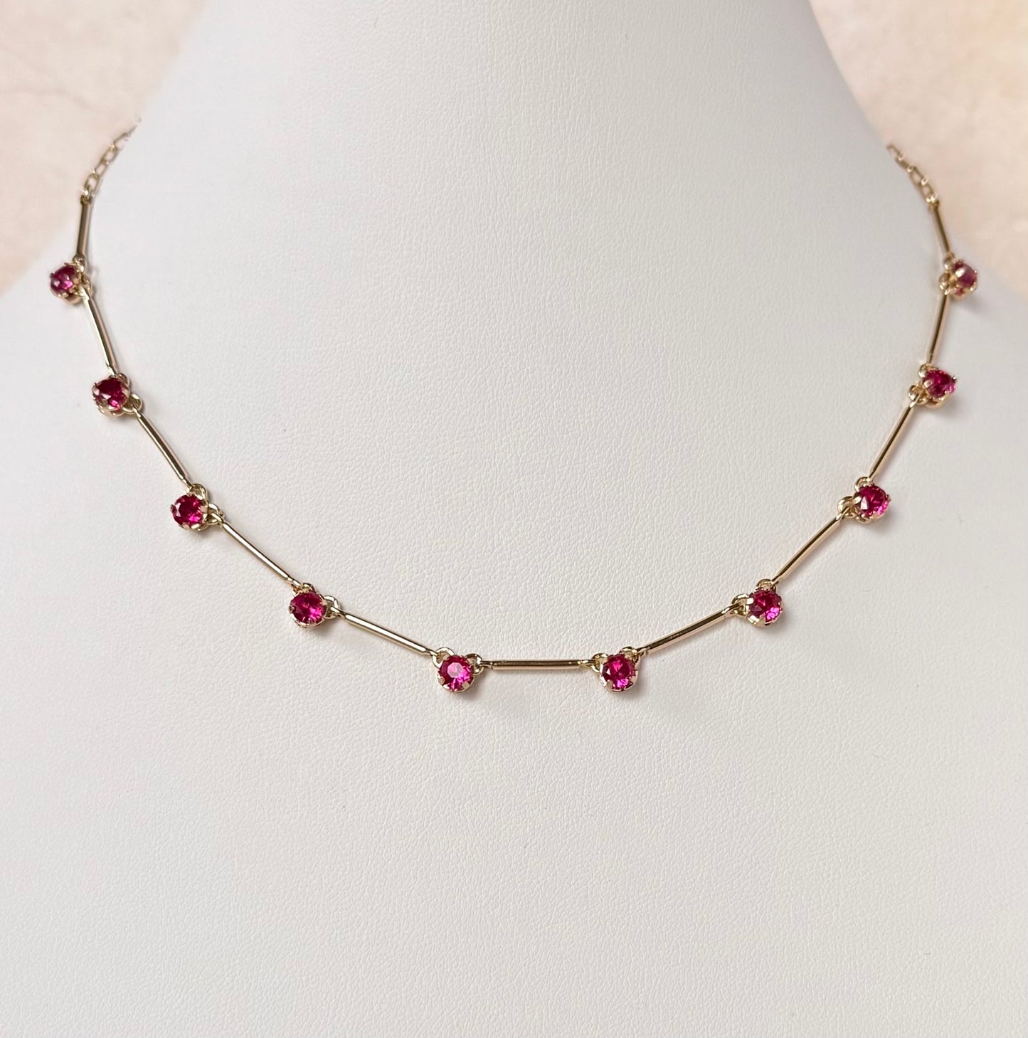 18k Gold Plated Tube Chain Choker with CZ