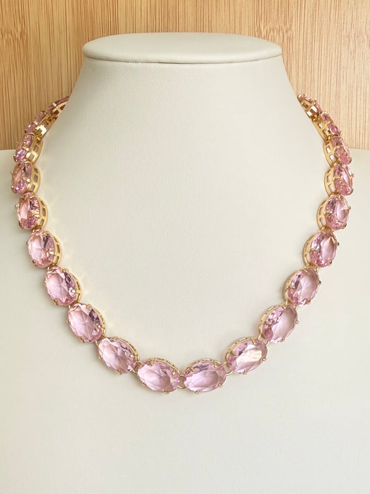 18k Gold Plated Chunky Crystal Necklace