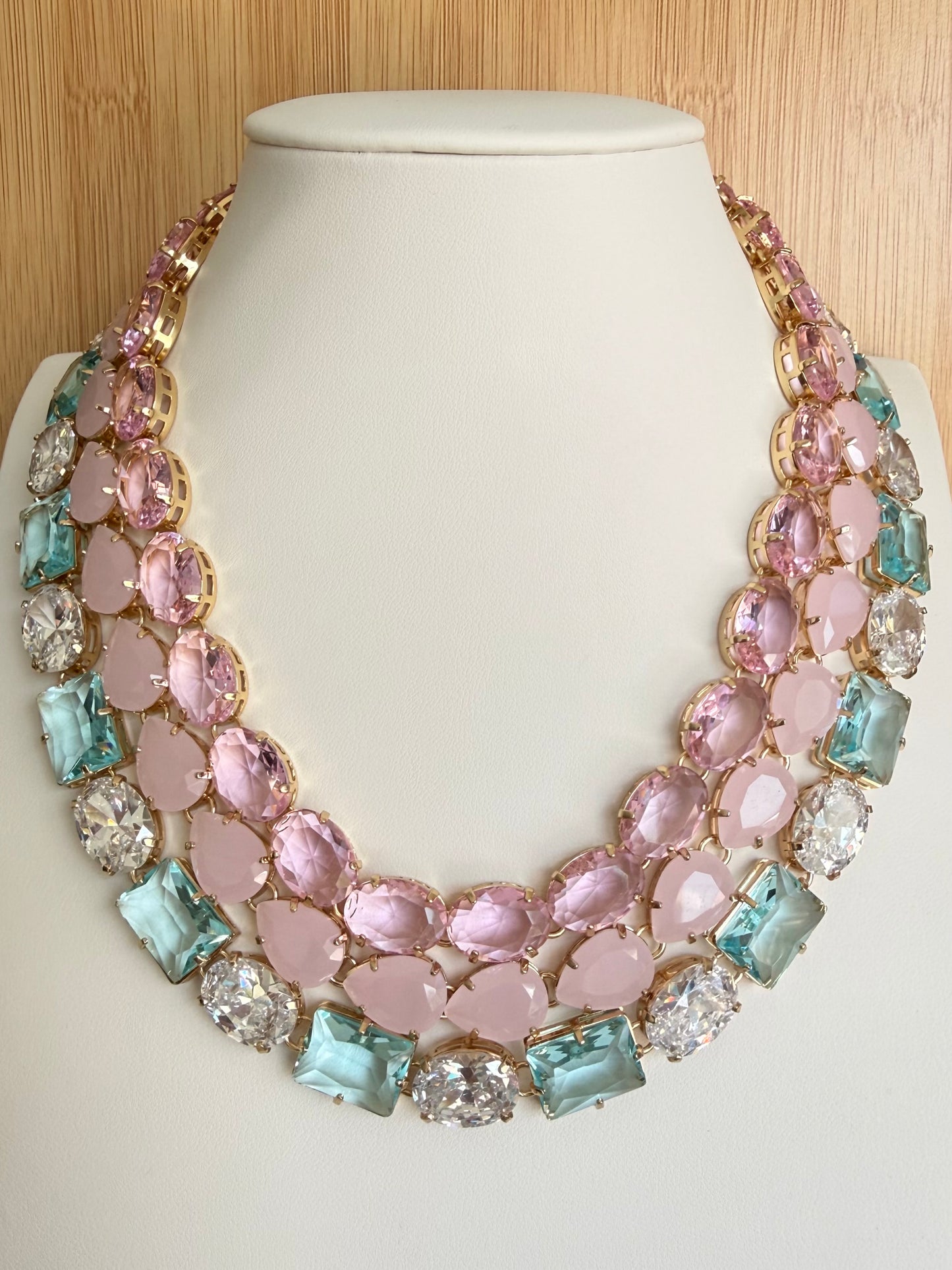 18k Gold Plated Chunky Crystal Necklace