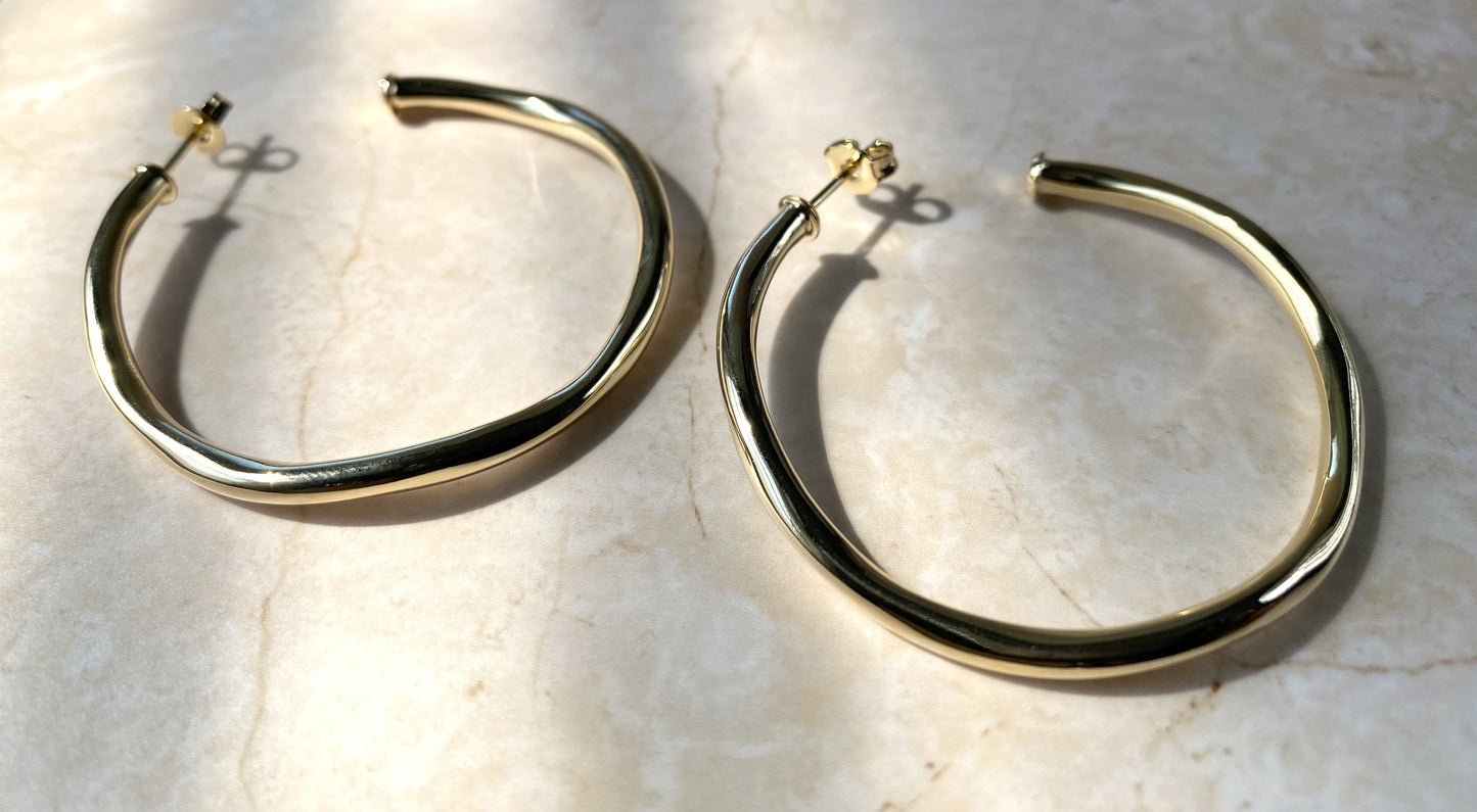 18k Gold Plated Modern Organic Hoop Earring