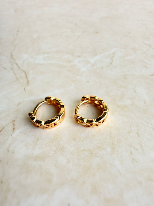 18k Gold Plated Braided Huggie Hoop Earrings