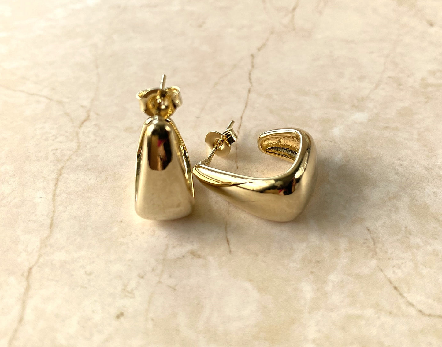 18k Gold Plated Triangular Hoop Earring