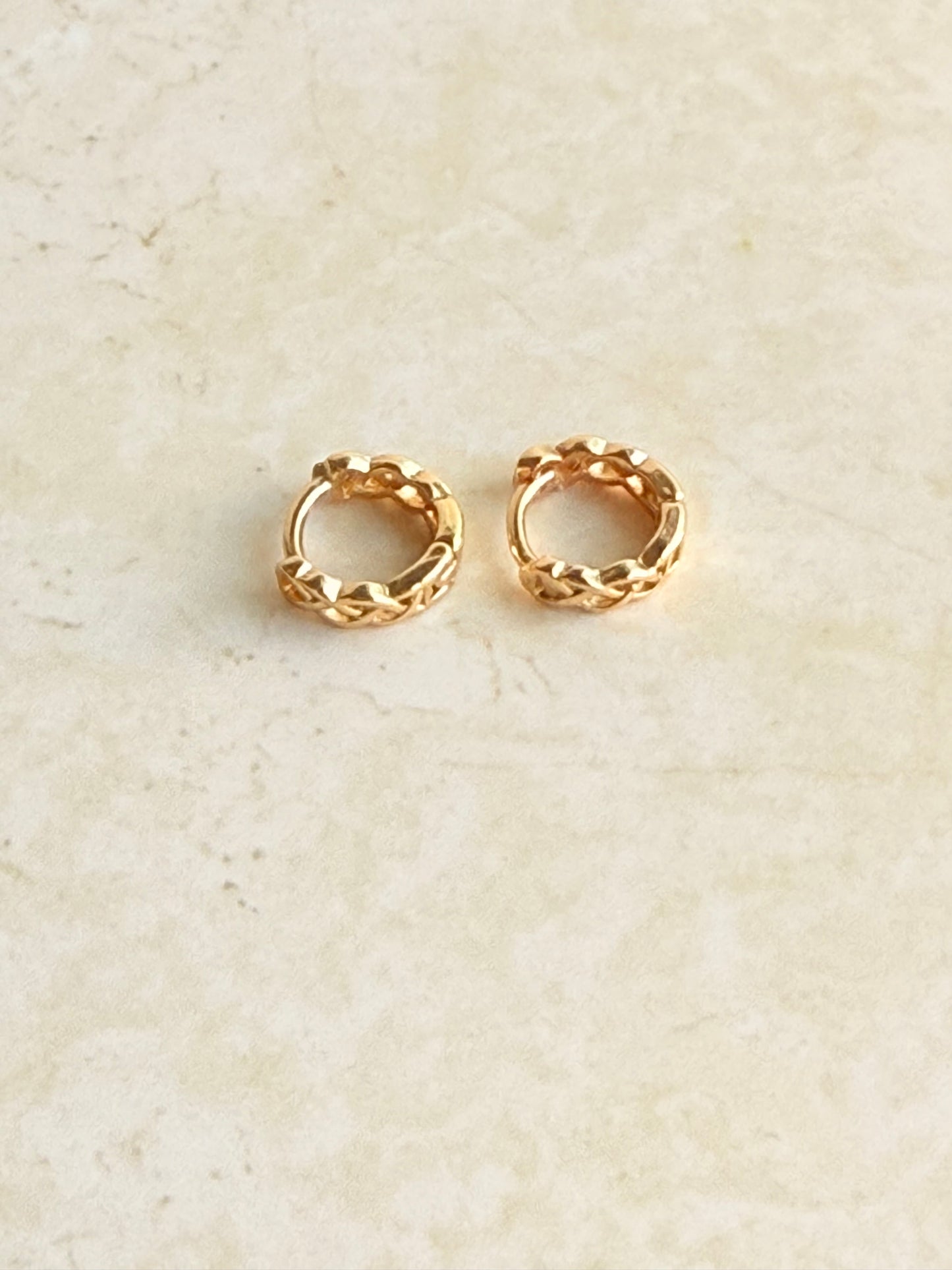 18k Gold Plated Braided Huggie Hoop Earrings