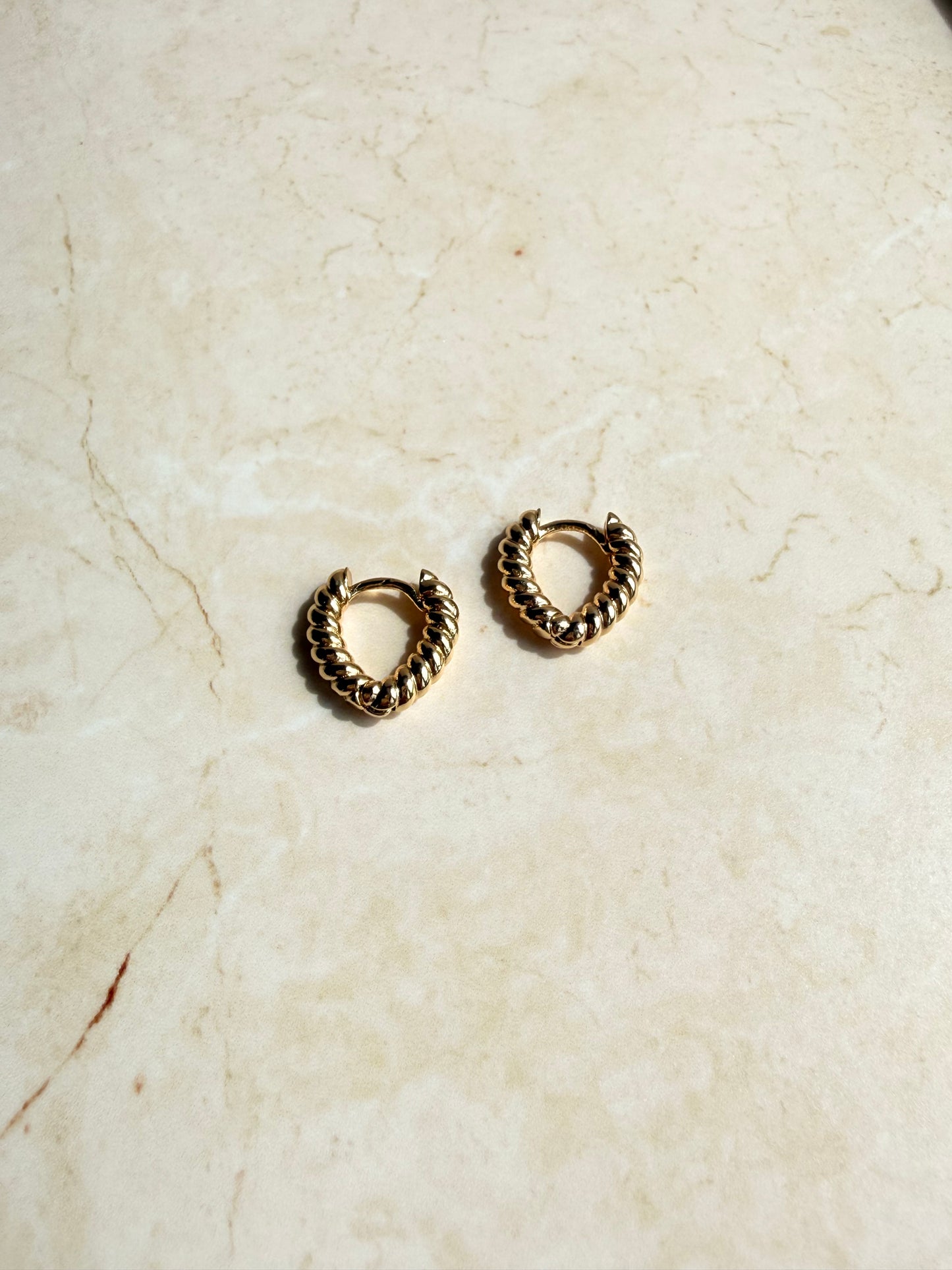 18k Gold Plated Twisted Huggie Hoop Earrings
