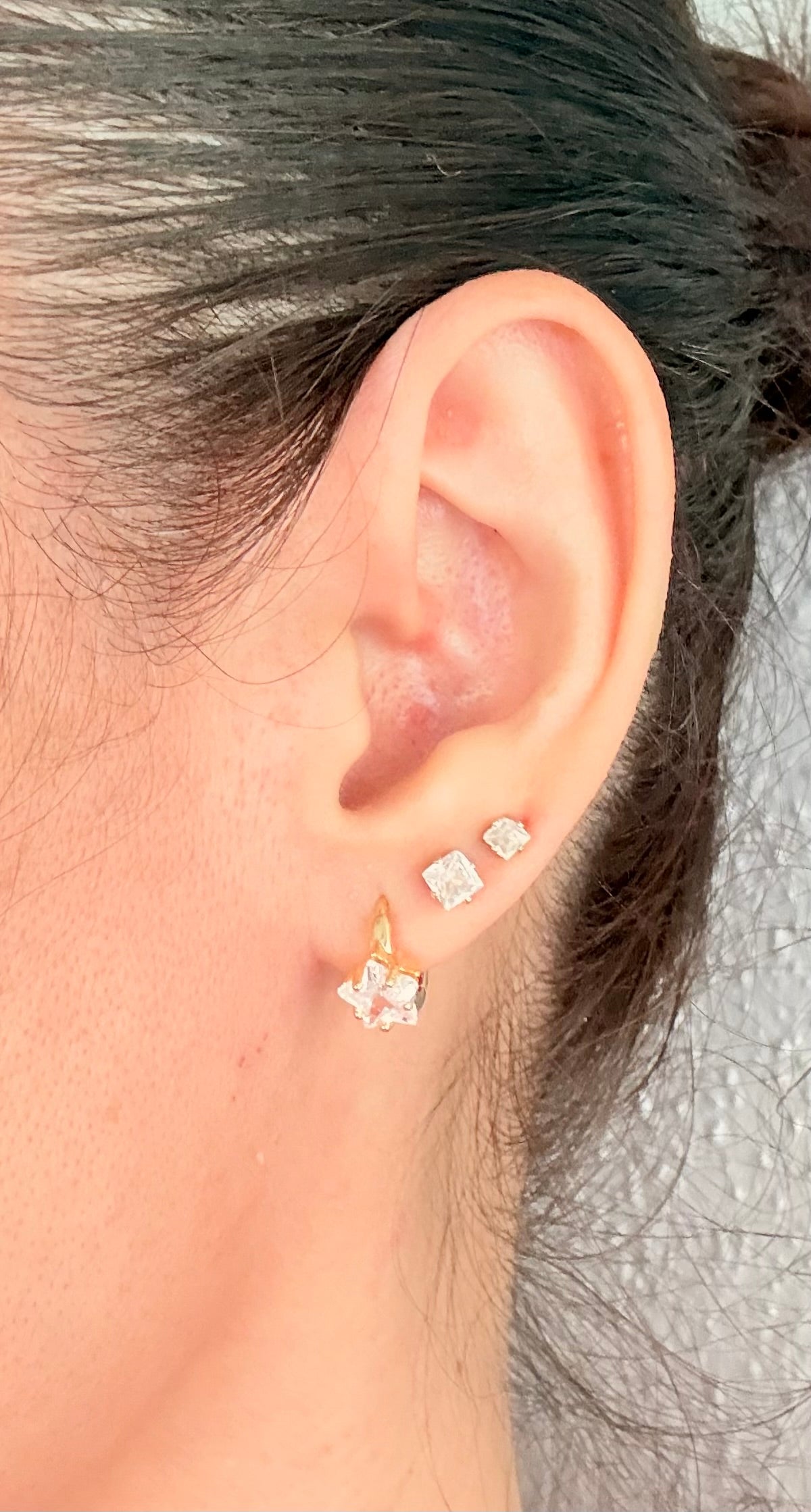 18k Gold Plated CZ Star Huggie Hoop Earrings