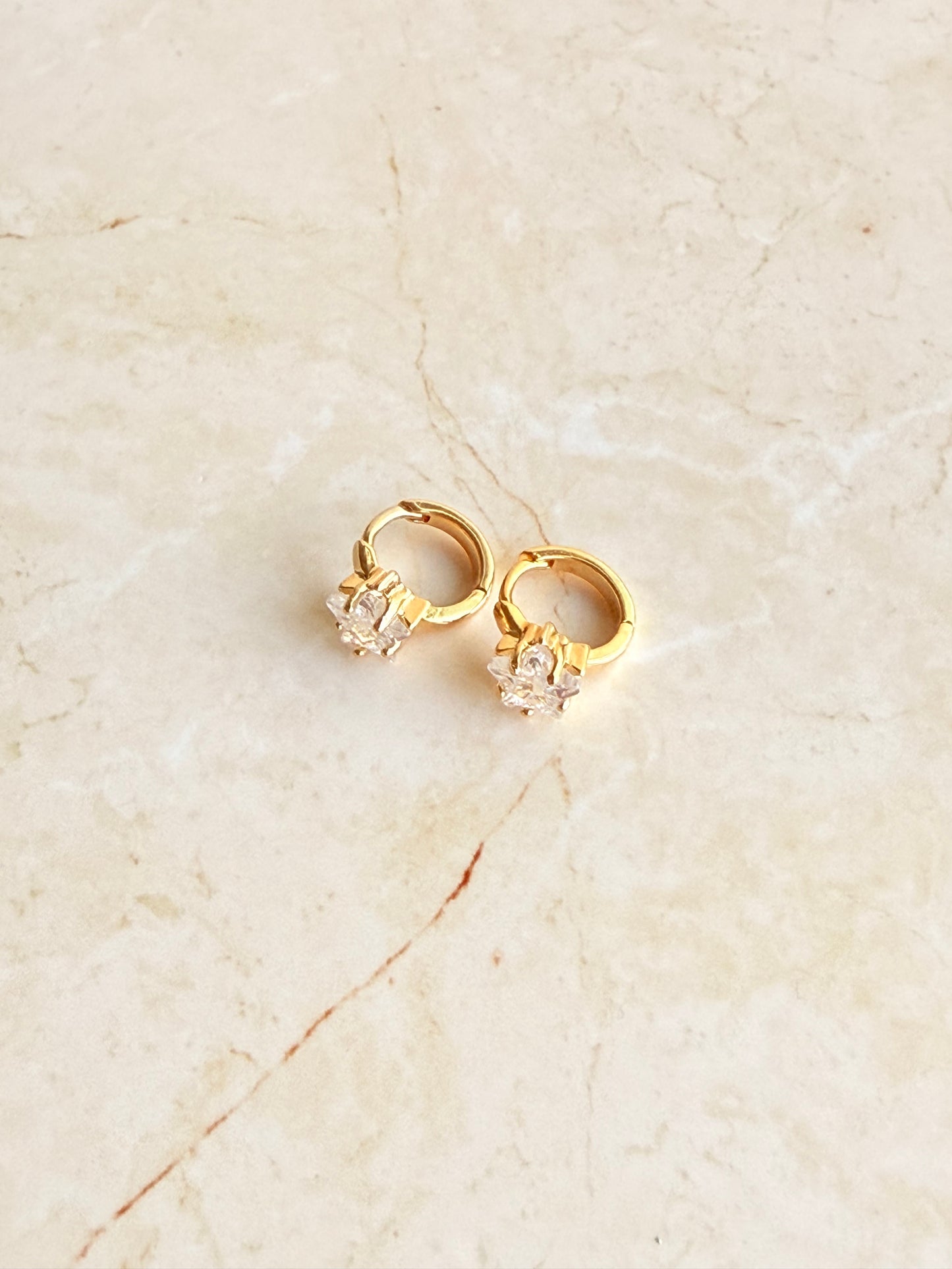 18k Gold Plated CZ Star Huggie Hoop Earrings
