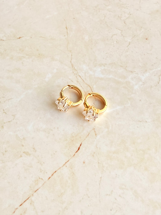 18k Gold Plated CZ Star Huggie Hoop Earrings