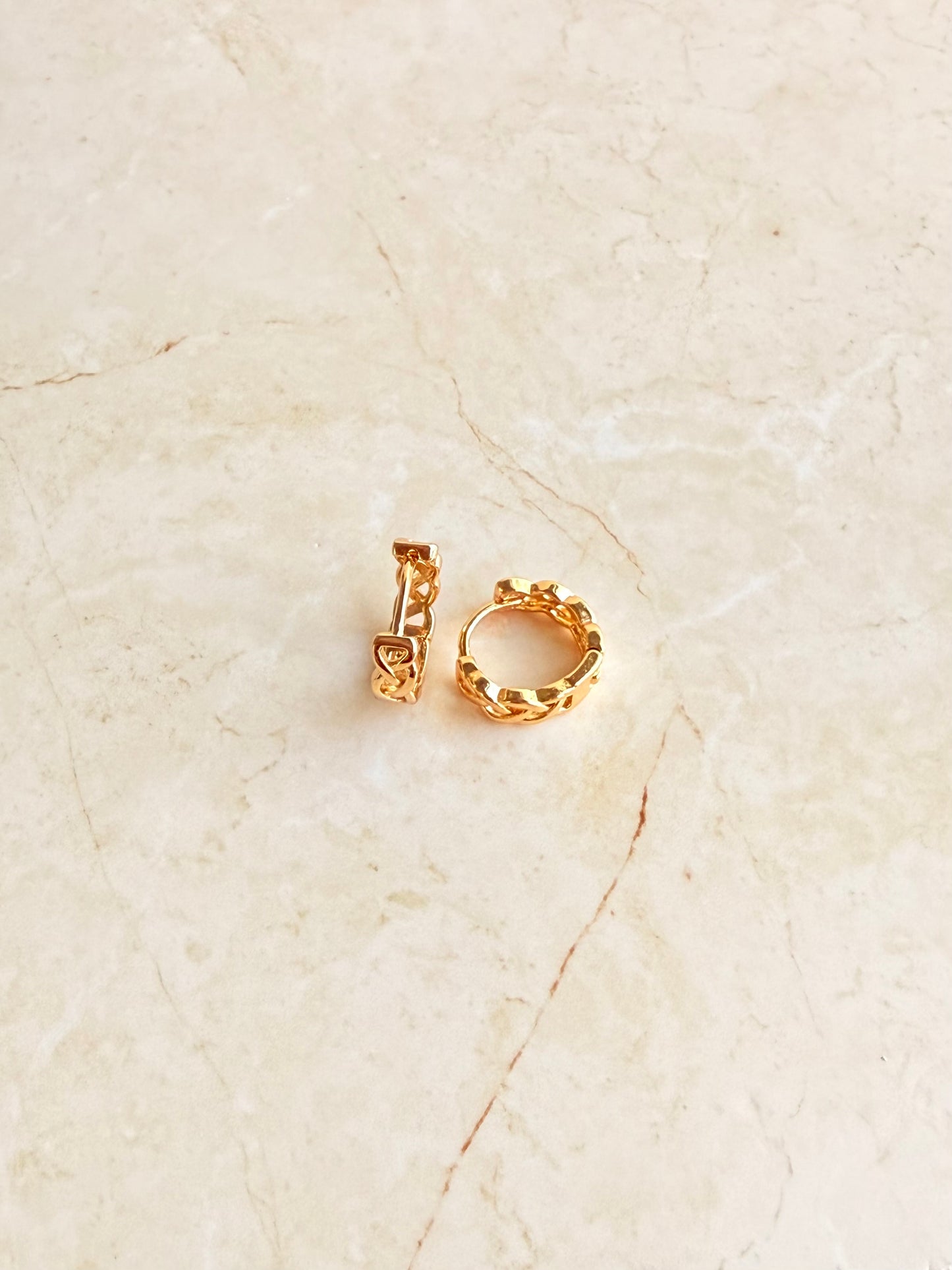 18k Gold Plated Braided Huggie Hoop Earrings