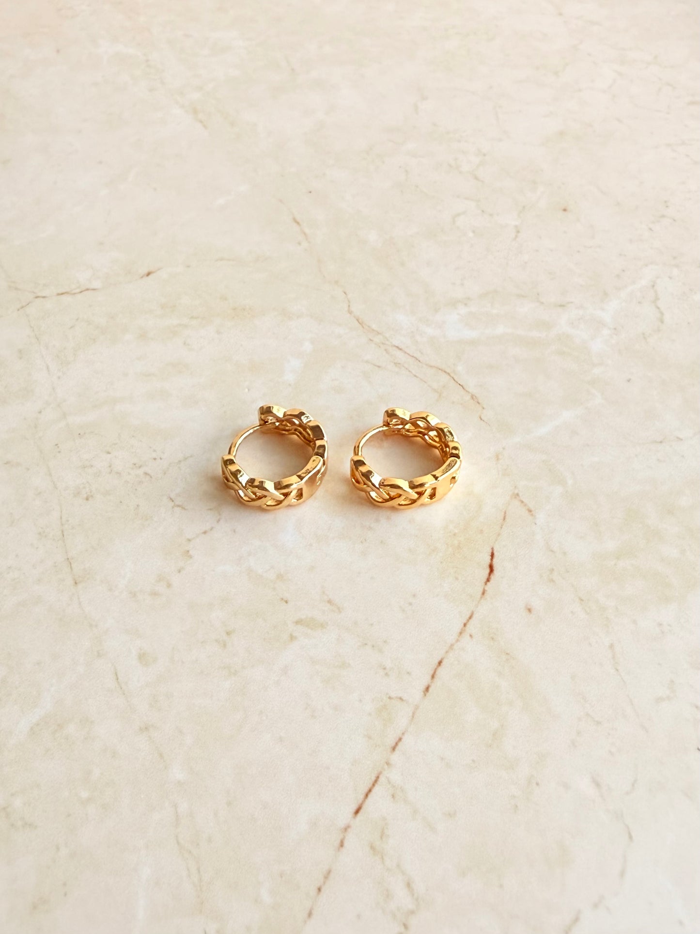 18k Gold Plated Braided Huggie Hoop Earrings