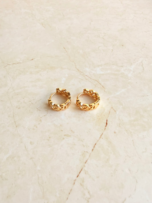 18k Gold Plated Braided Huggie Hoop Earrings