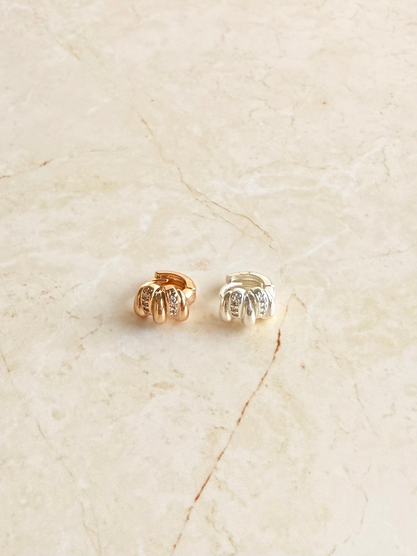 18K Gold / Silver Plated Huggie Hoop with CZ