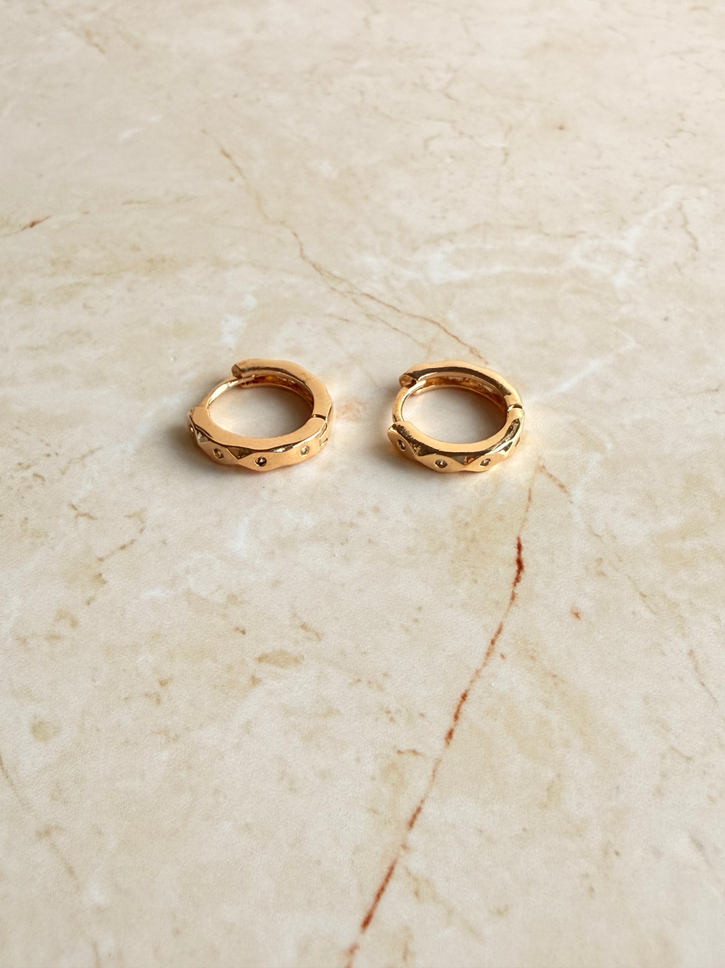 18k Gold Plated Tiny CZ Huggie Earrings