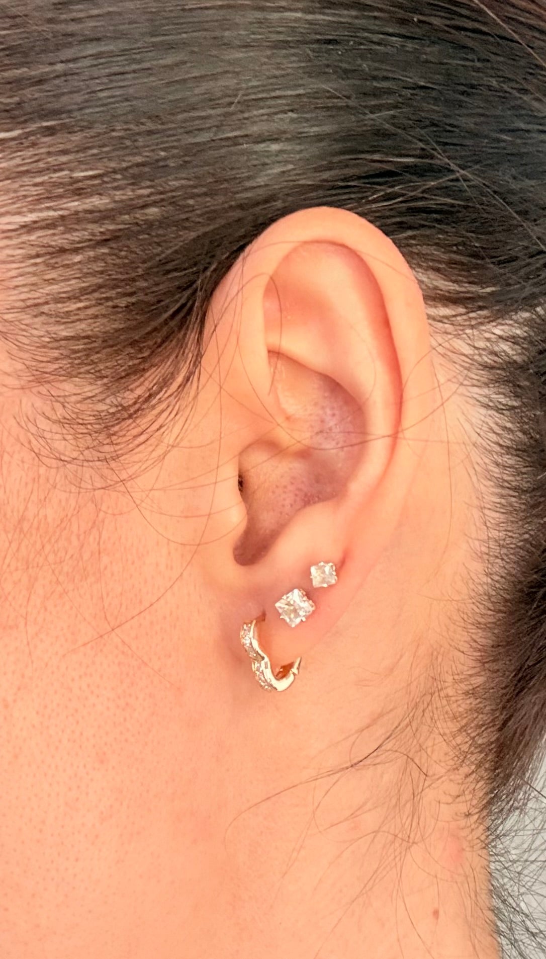 18k Gold Plated Heart Shape Huggie Hoop Earrings