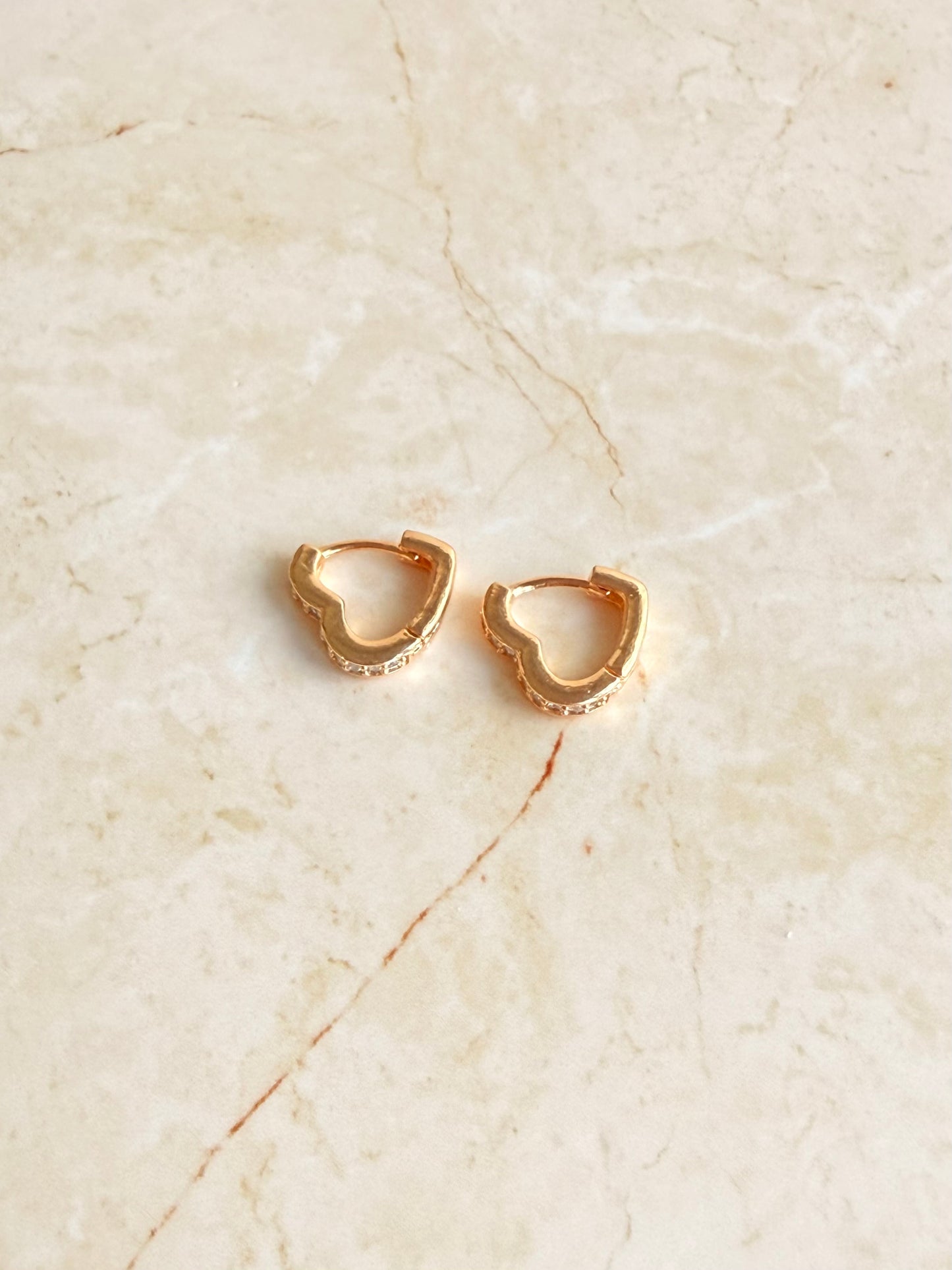 18k Gold Plated Heart Shape Huggie Hoop Earrings