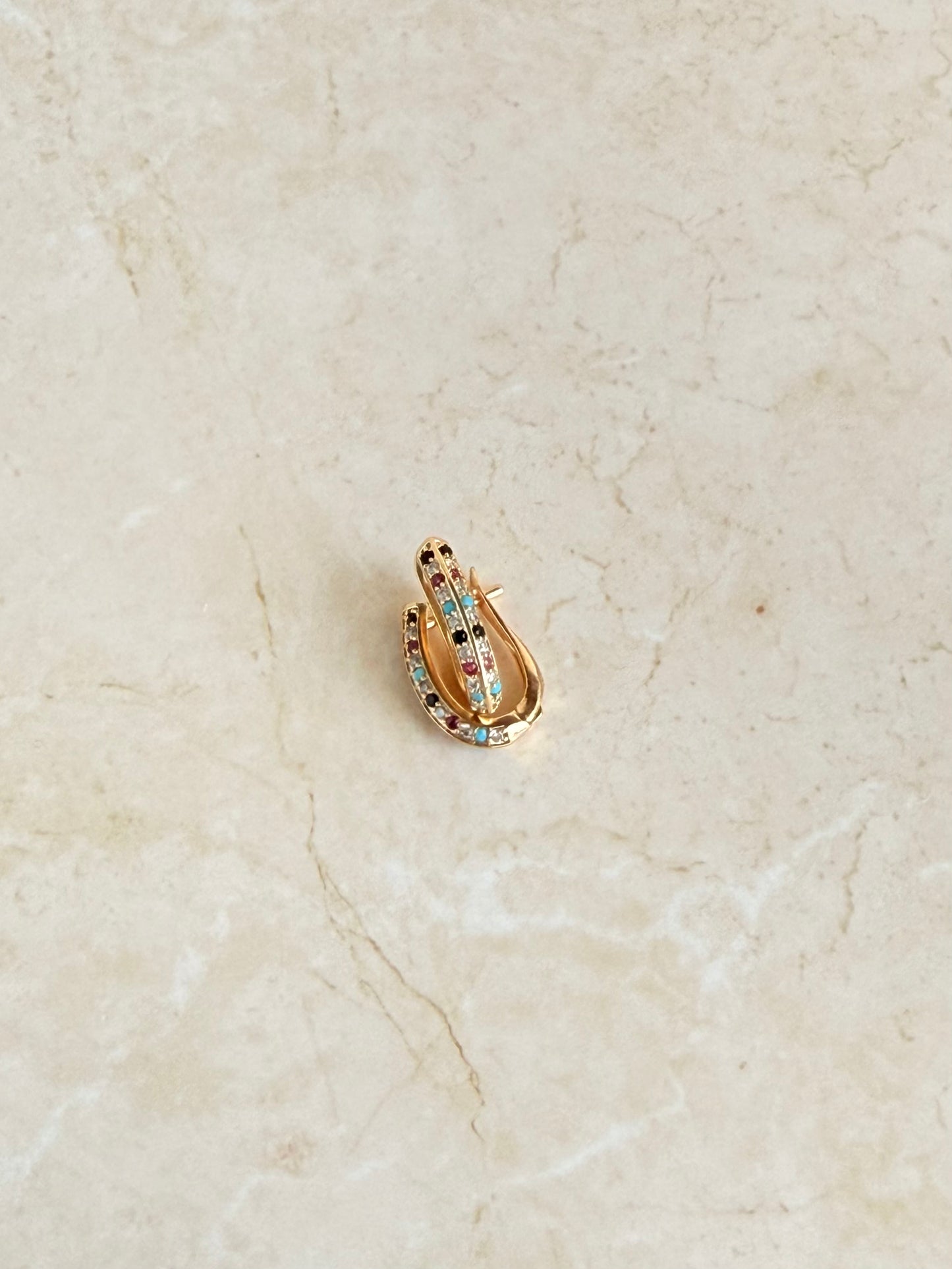 18K Gold Plated Multi Color Huggie Earrings