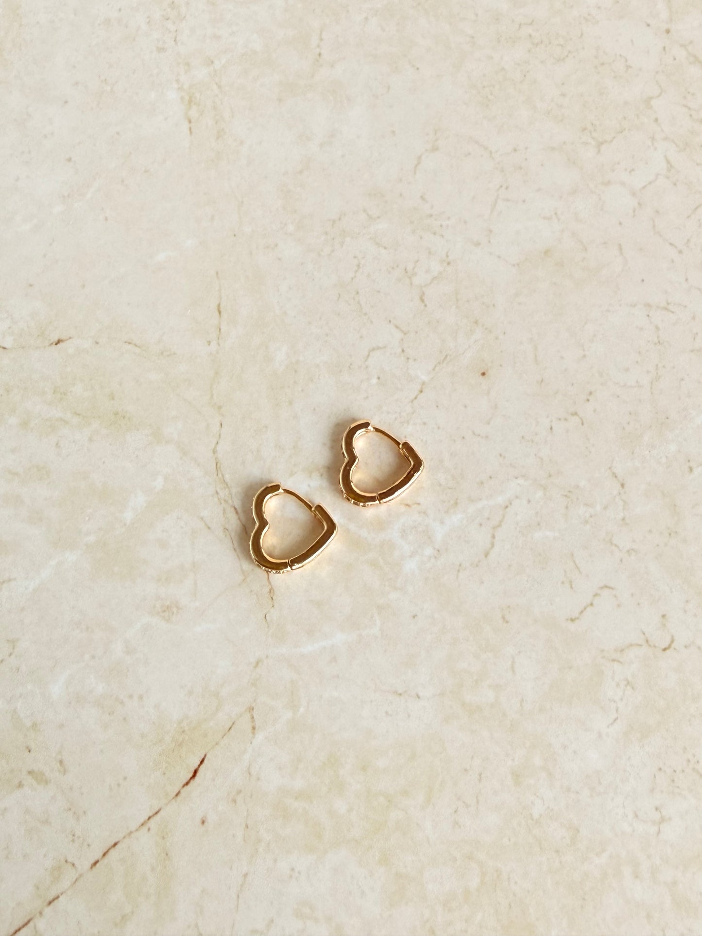 18k Gold Plated Heart Pave Huggie Hoop Earrings