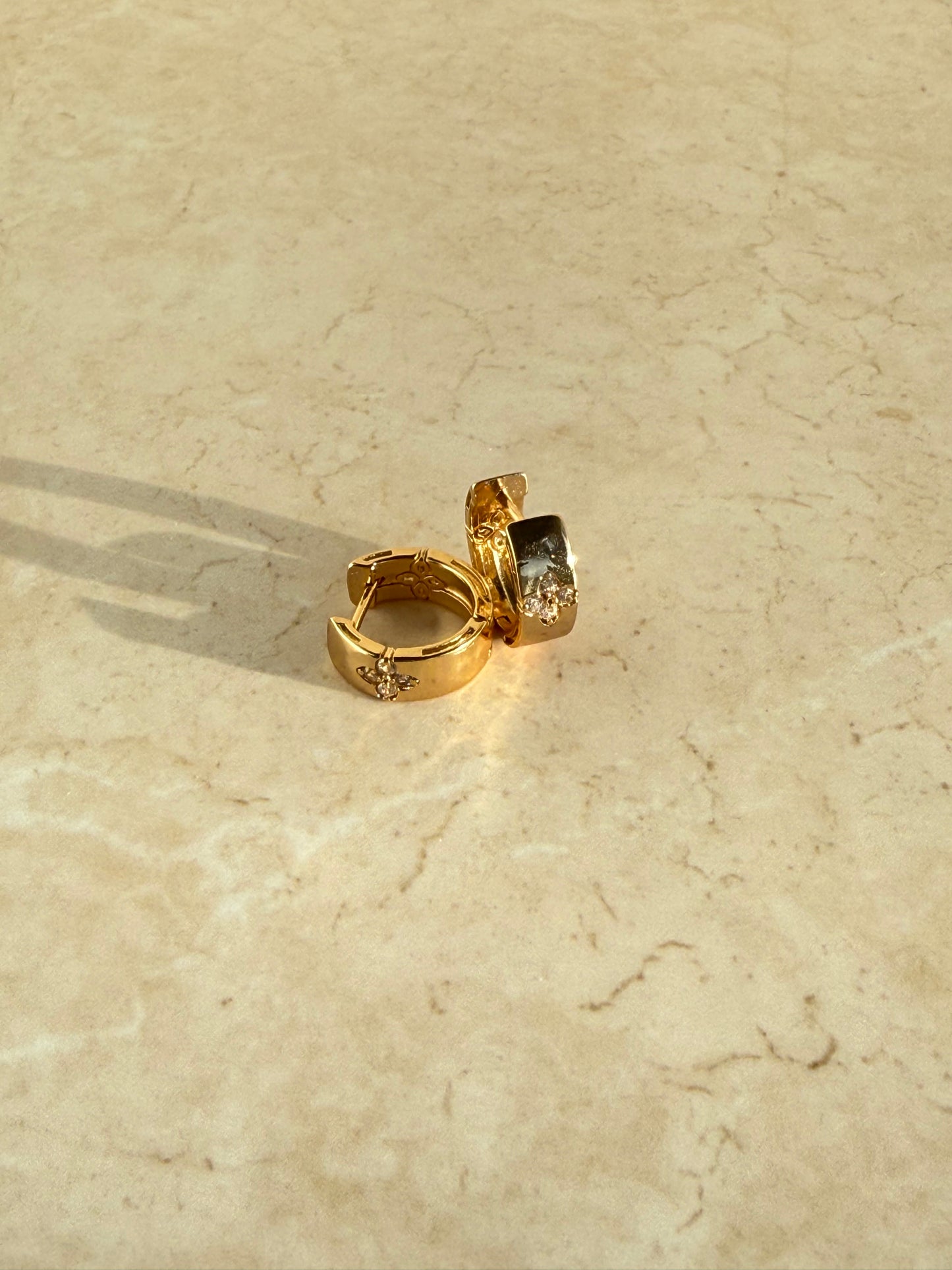 18k Gold Plated Flower Huggie Hoop Earrings