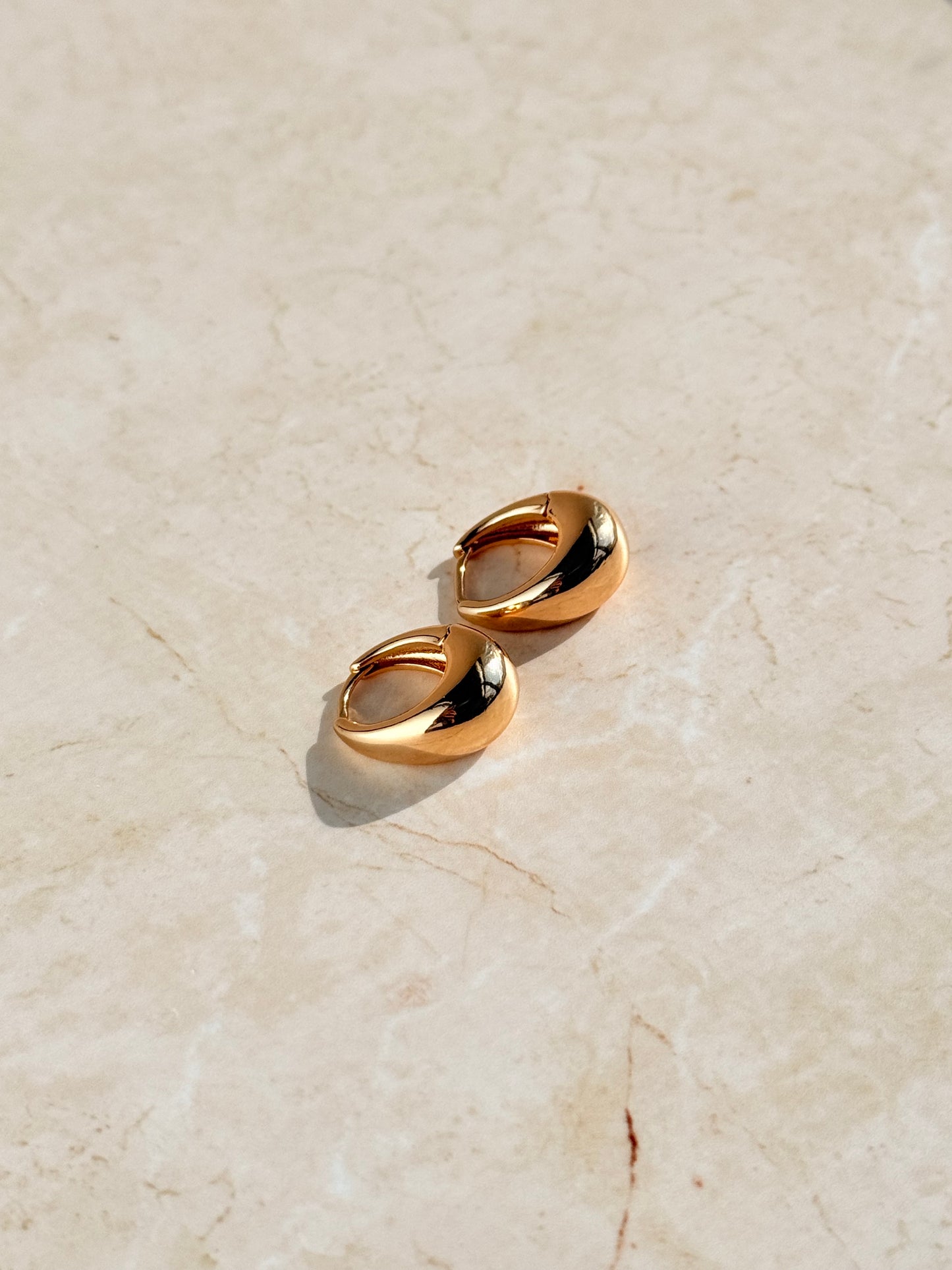 18k Gold Plated Modern Chunky Huggie Hoop Earrings