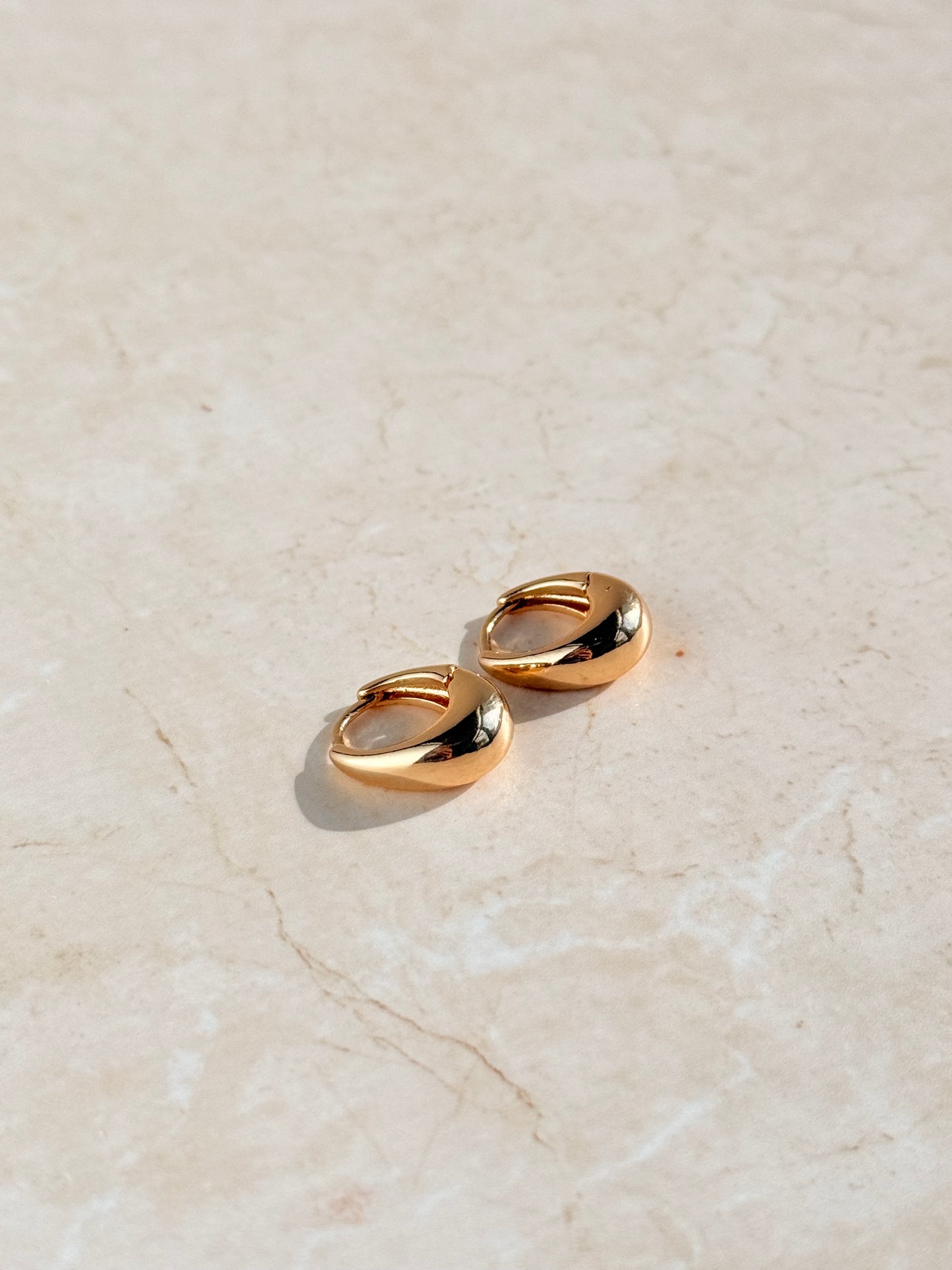 18k Gold Plated Modern Chunky Huggie Hoop Earrings