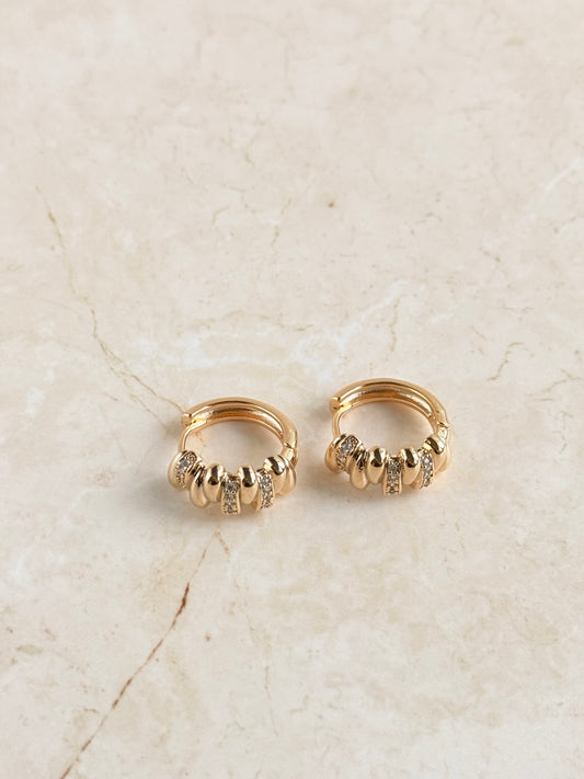 18k Gold Plated Modern CZ Huggie Earrings
