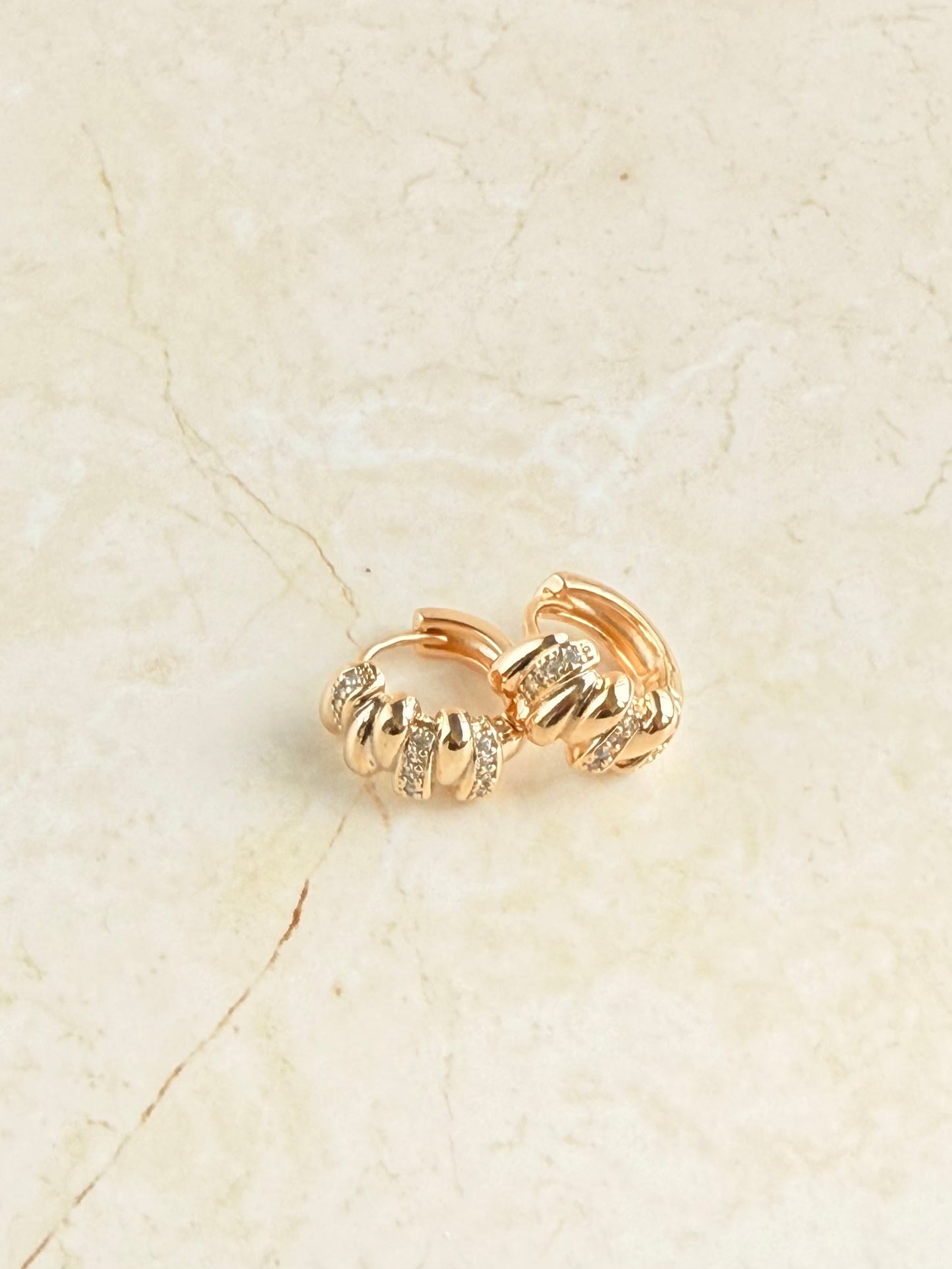 18k Gold Plated Modern CZ Huggie Earrings