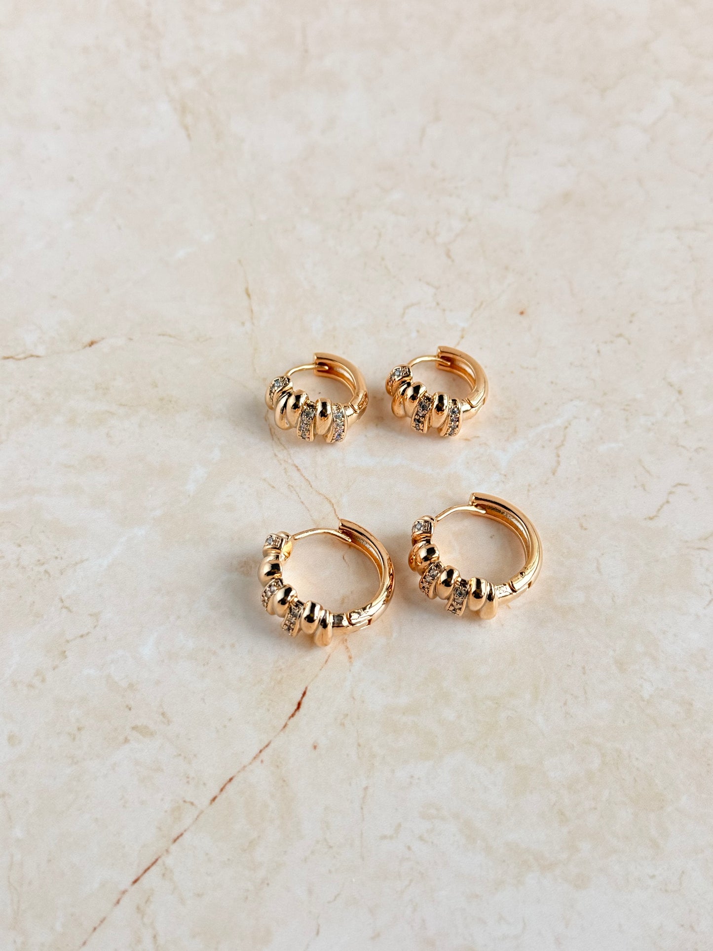 18k Gold Plated Modern CZ Huggie Earrings
