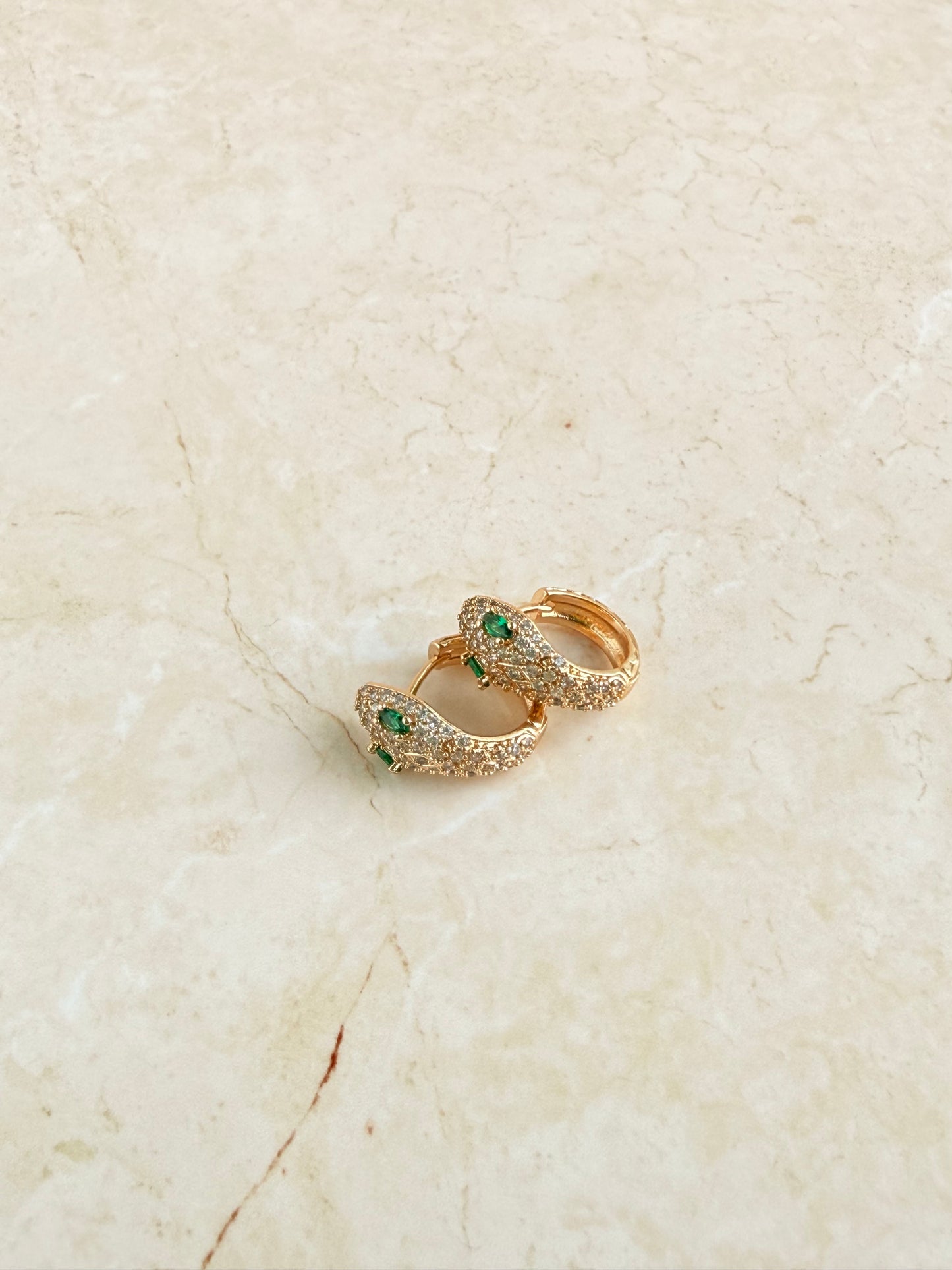 18k Gold Plated Snake Pave Hoop Earrings