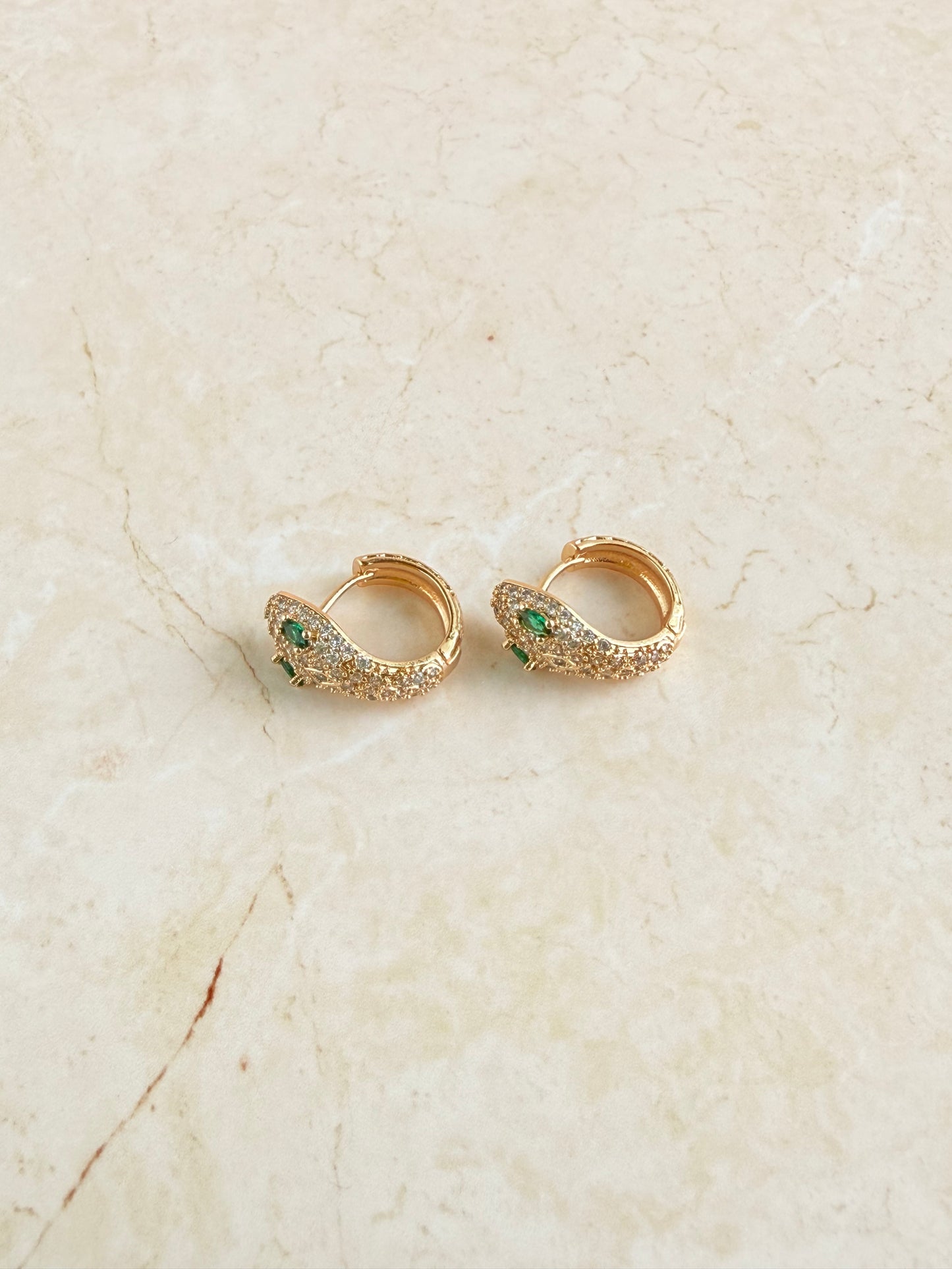 18k Gold Plated Snake Pave Hoop Earrings