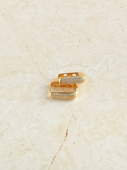 18K Gold Plated U-Shaped Pave Hoop Earrings
