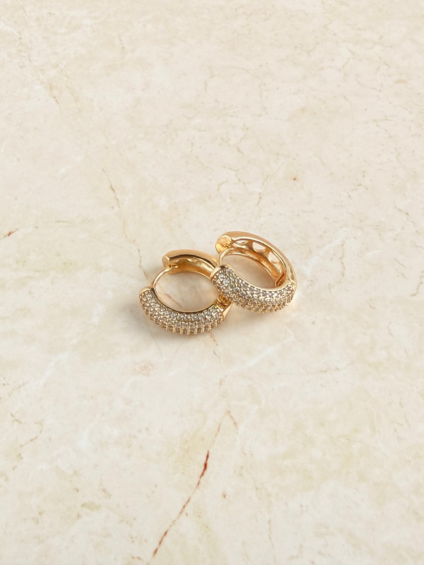 18k Gold Plated Bold CZ Hoop Earrings