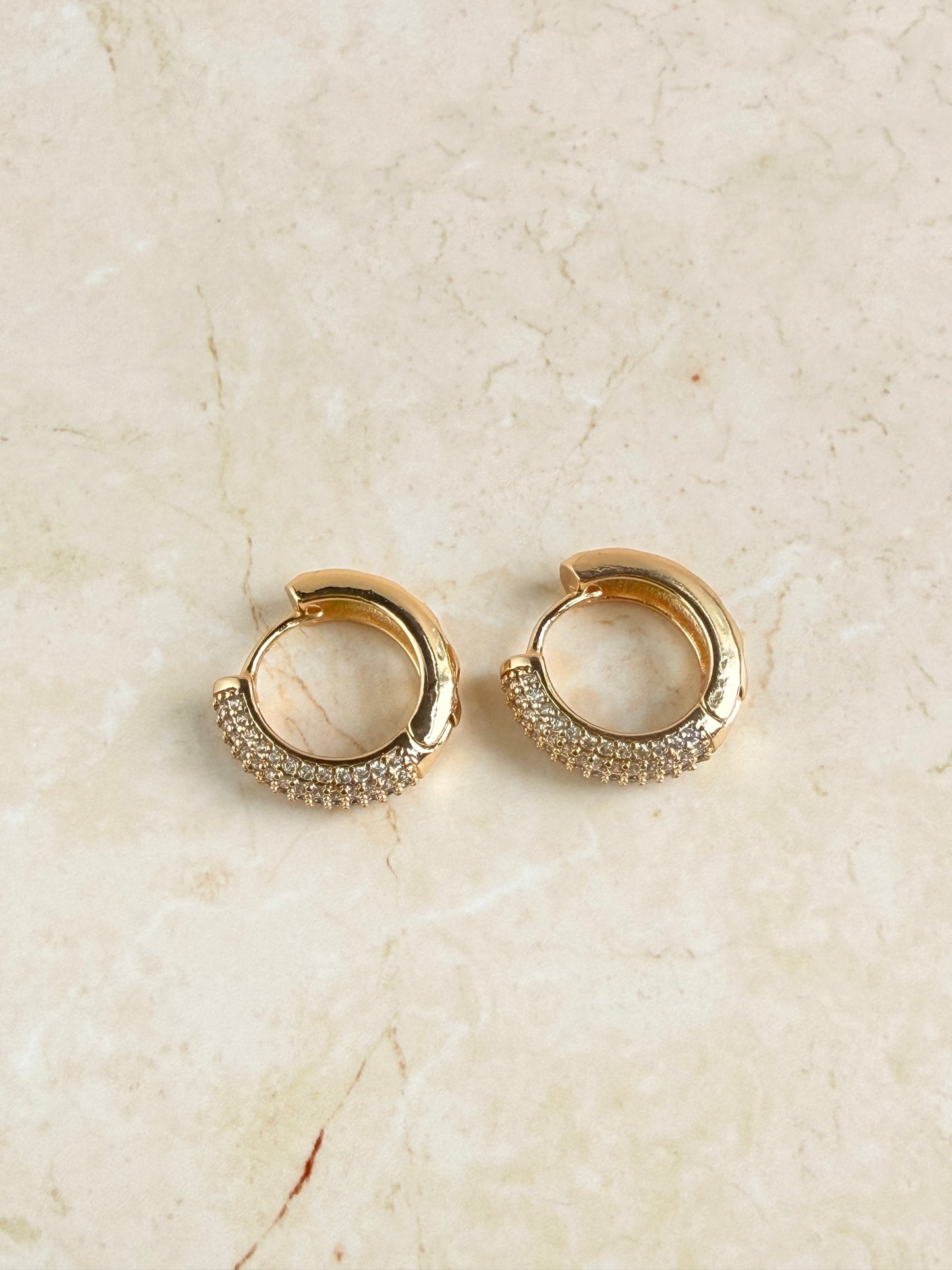 18k Gold Plated Bold CZ Hoop Earrings