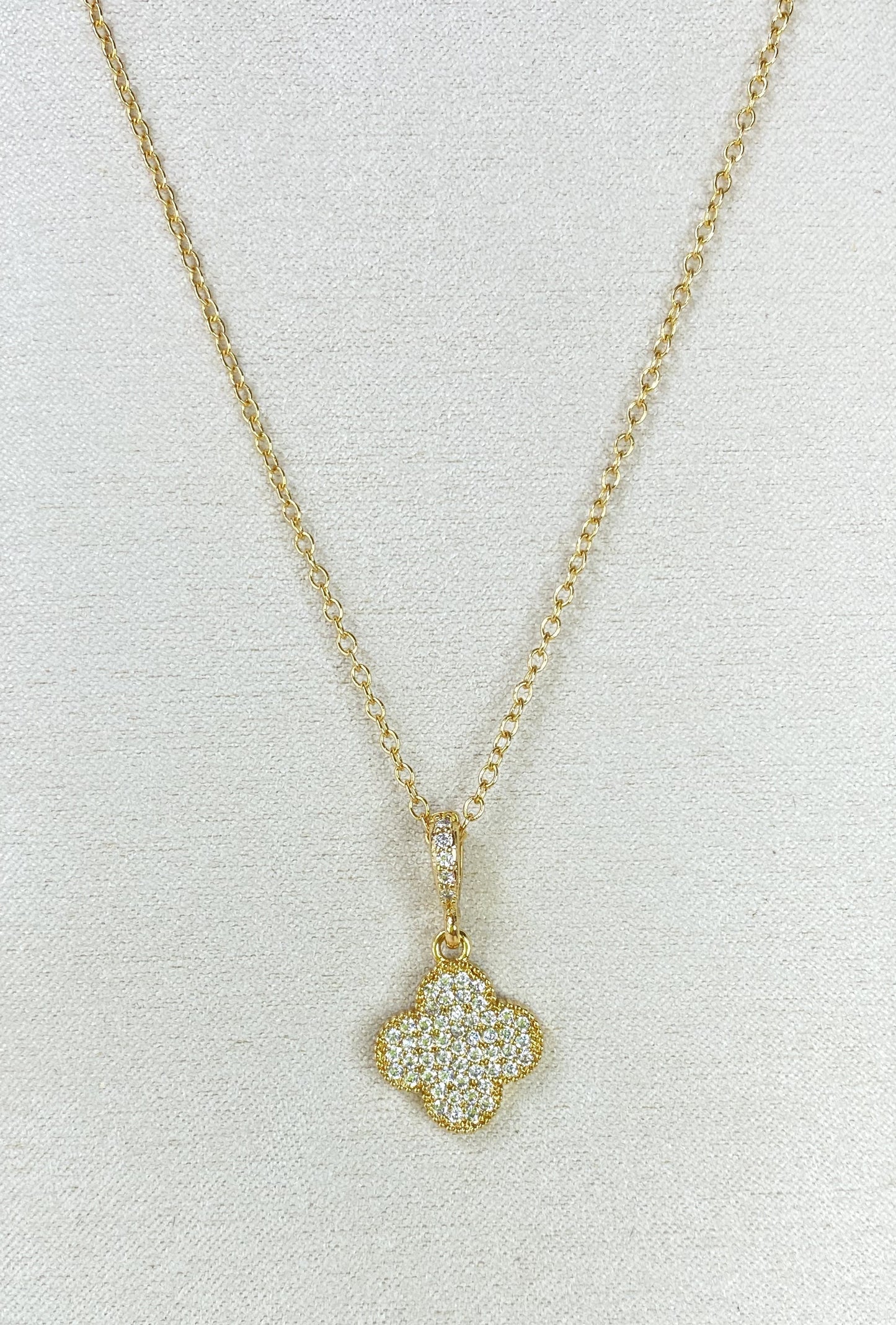 18k Gold Plated Necklace with Clover Pendant