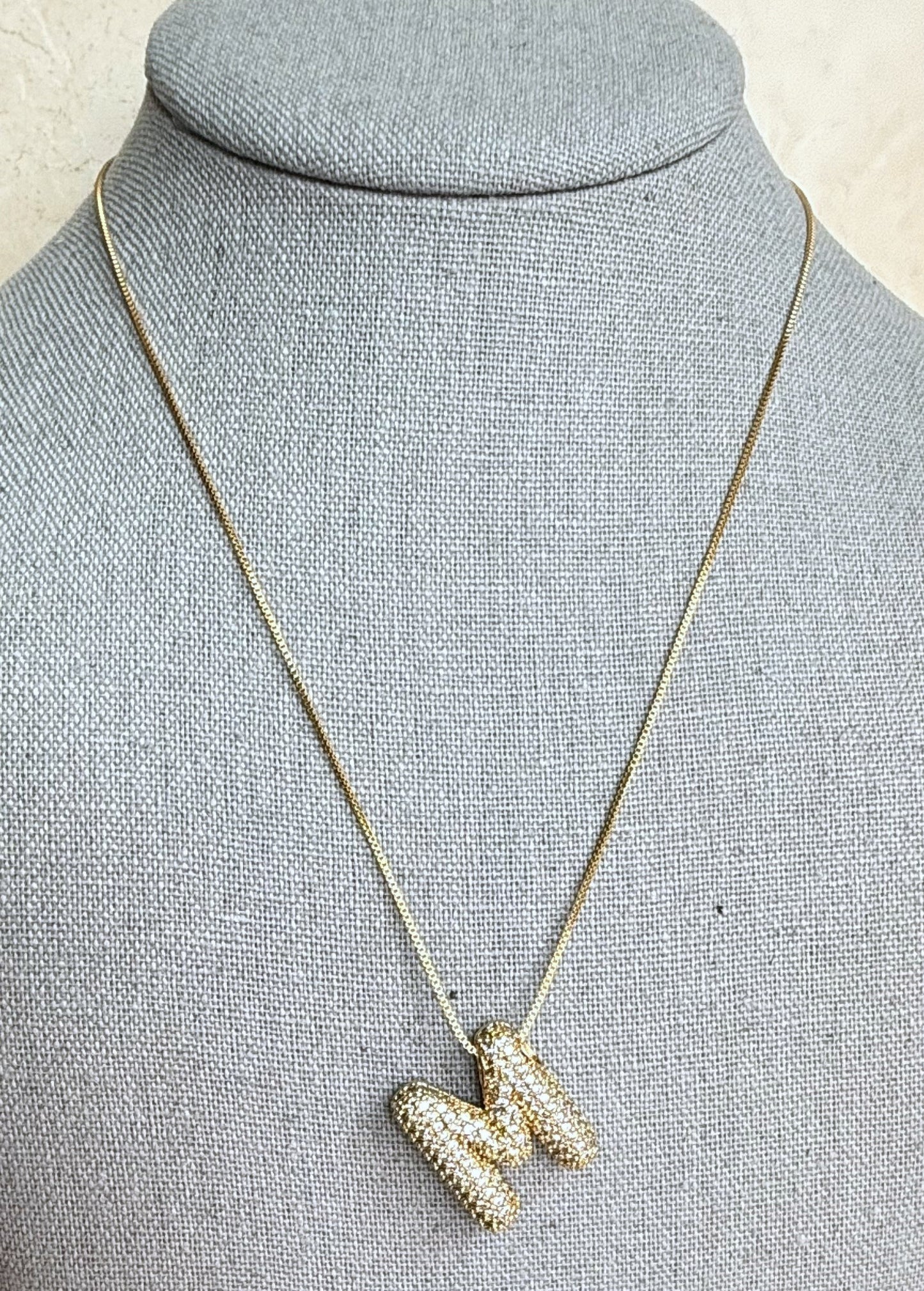 18k Gold Plated Bubble Initial Necklace