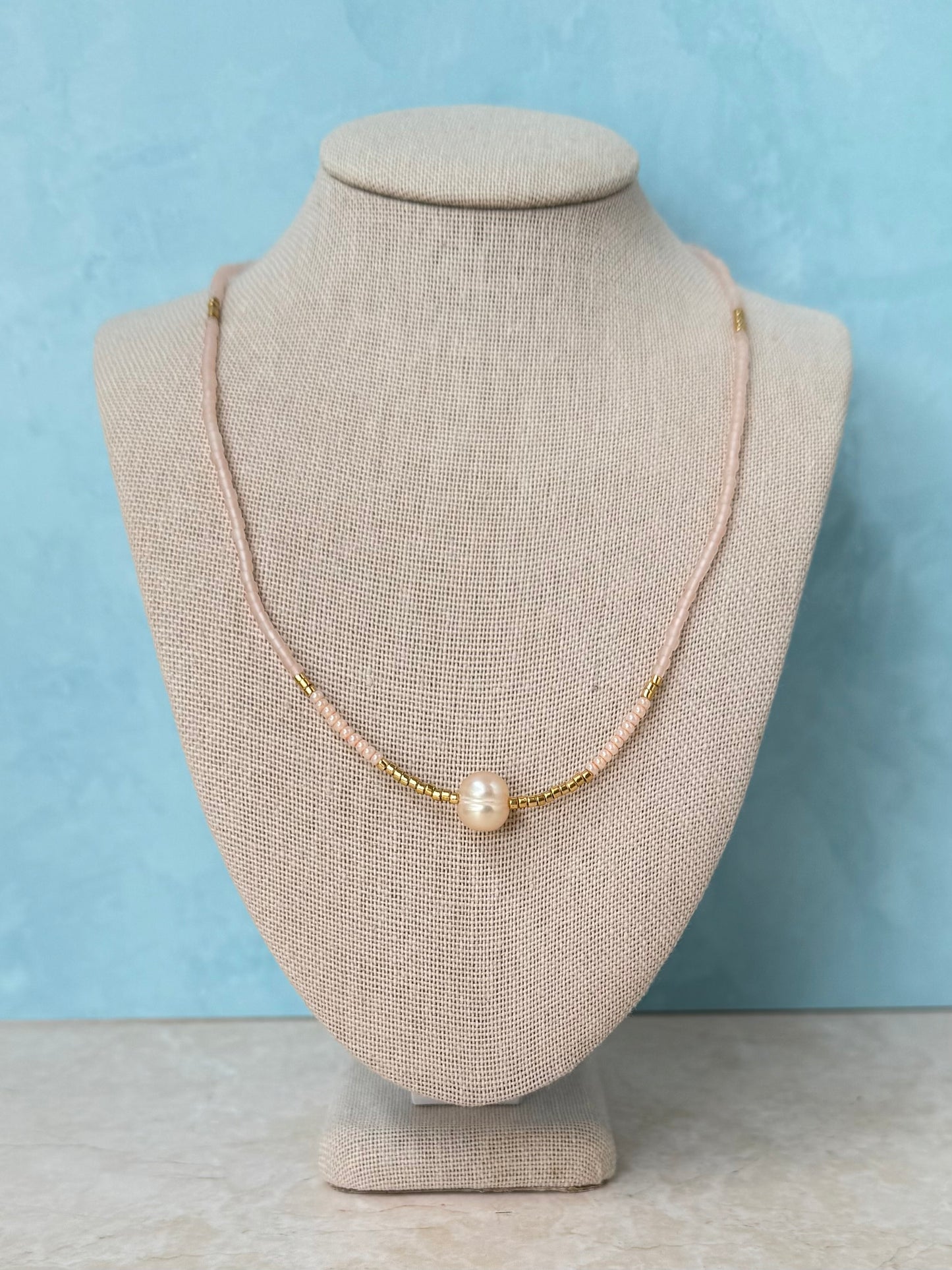 Handmade Beaded Necklace with Freshwater Baroque Pearl