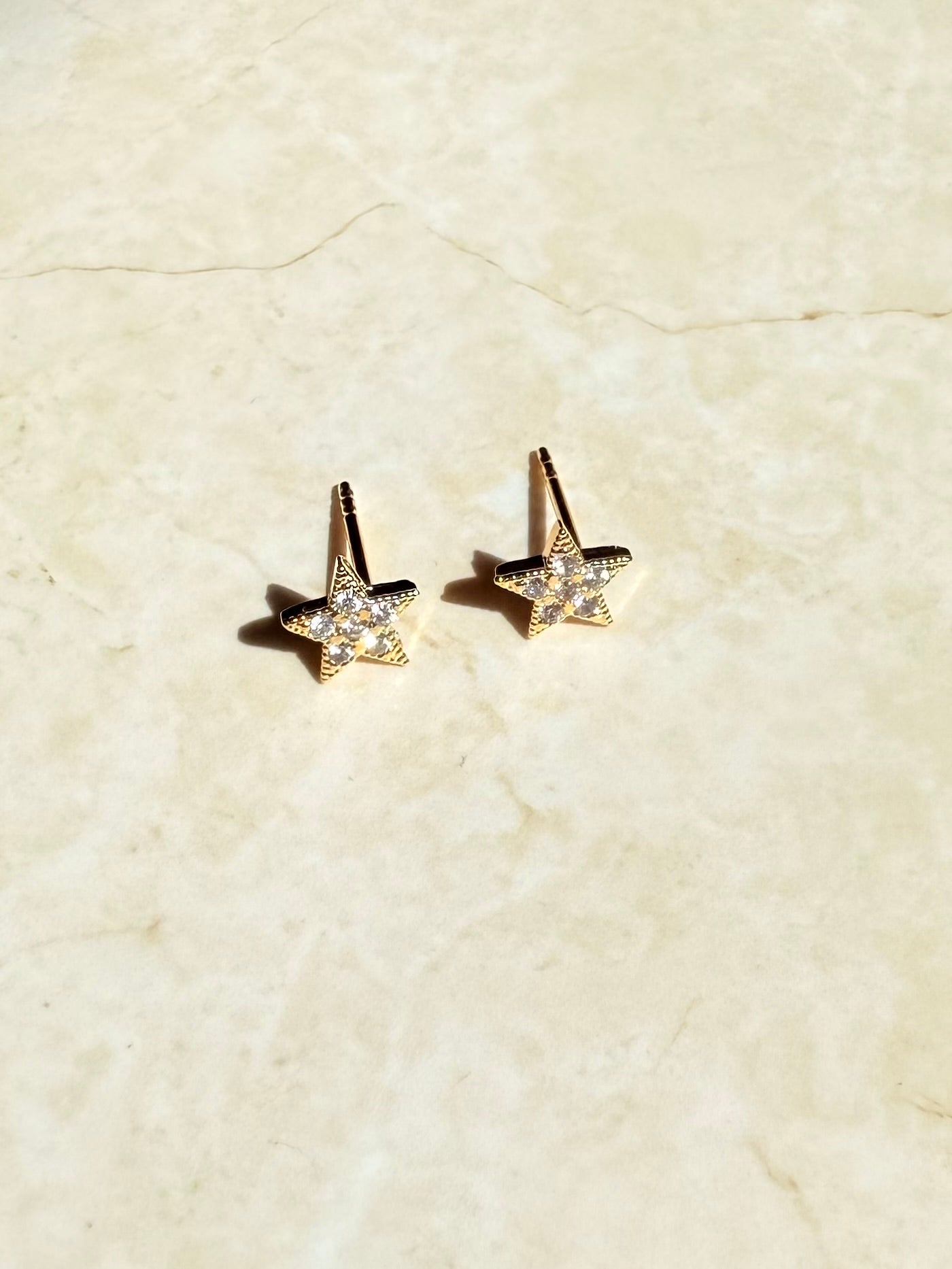 18k Gold / Rhodium Plated Star Stud Earring