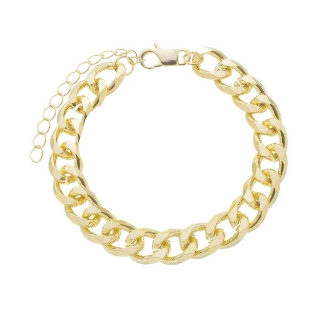 18K Gold and Rhodium Plated Cuban Chain Bracelet