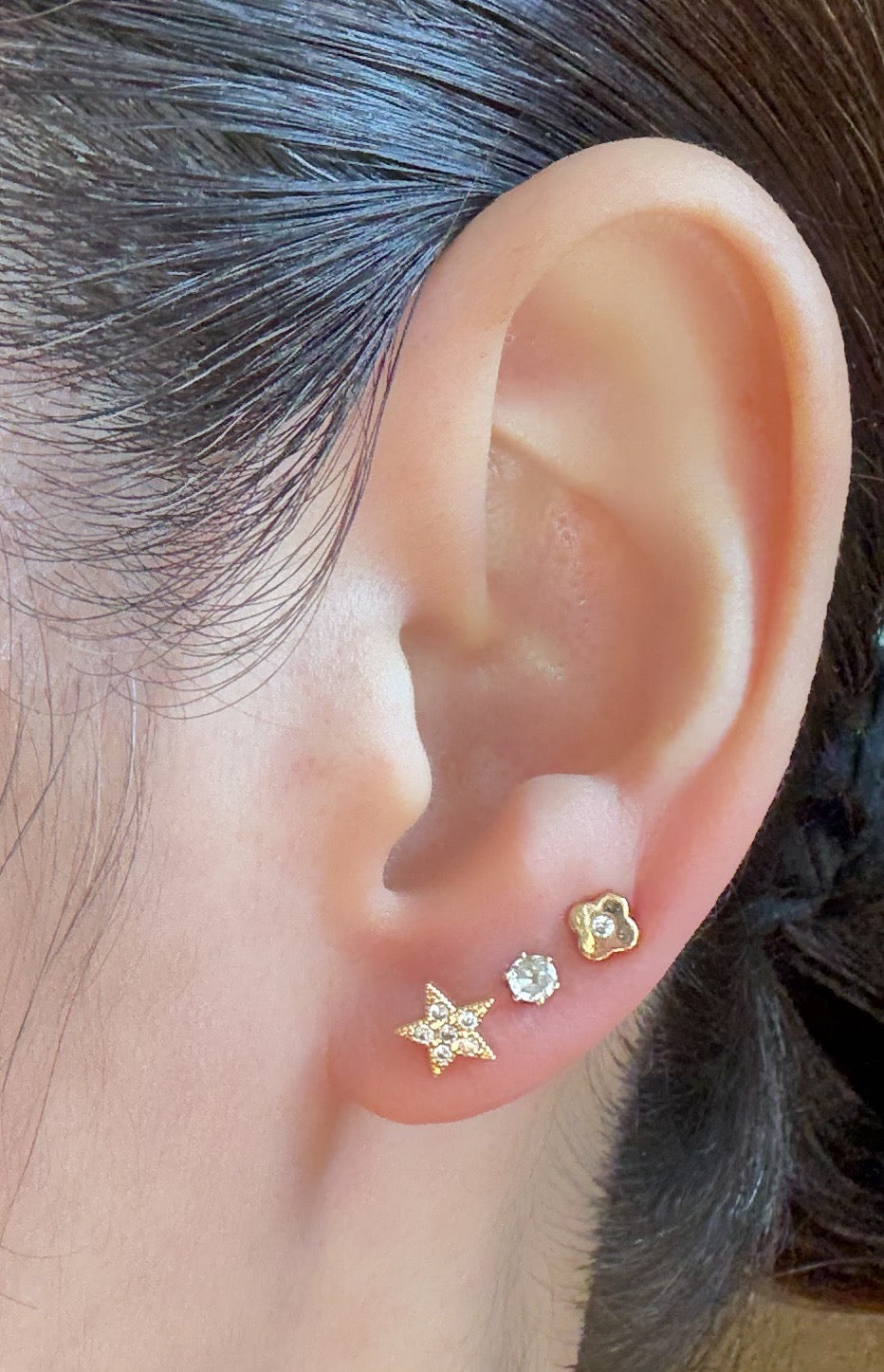 18k Gold / Rhodium Plated Star Stud Earring