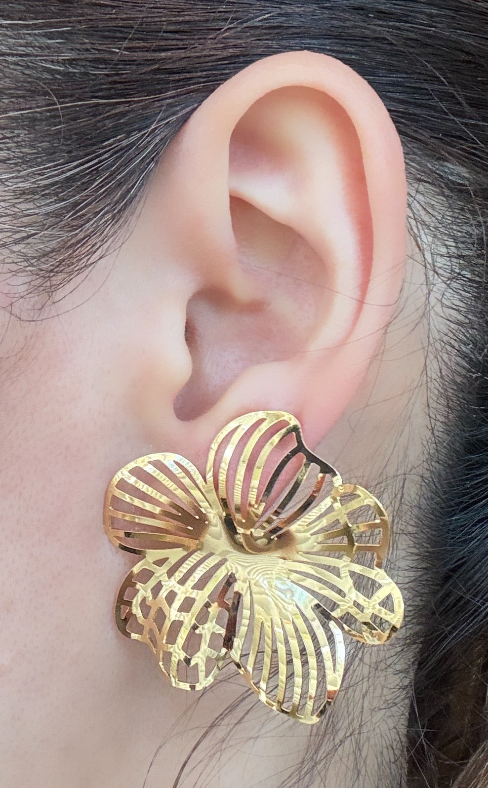 18k Gold Plated Cutout Statement Floral Earrings