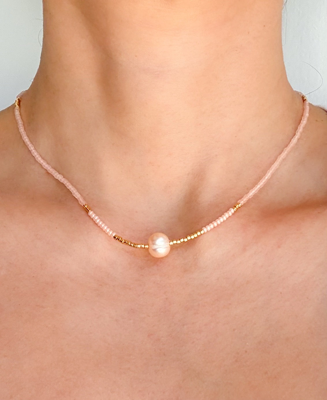 Handmade Beaded Necklace with Freshwater Baroque Pearl