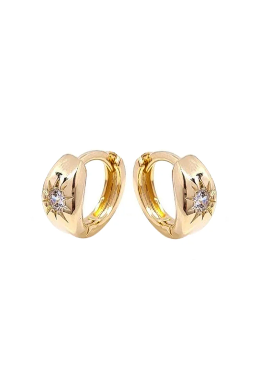 18k Gold / Rhodium Plated Star Hoop Earrings
