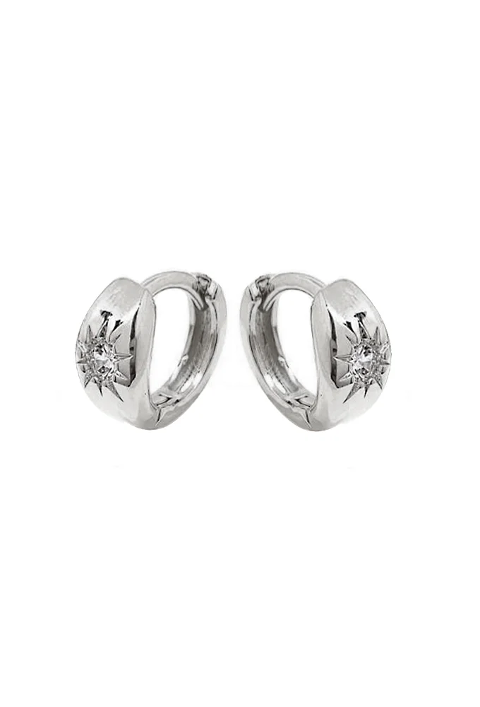 18k Gold / Rhodium Plated Star Hoop Earrings